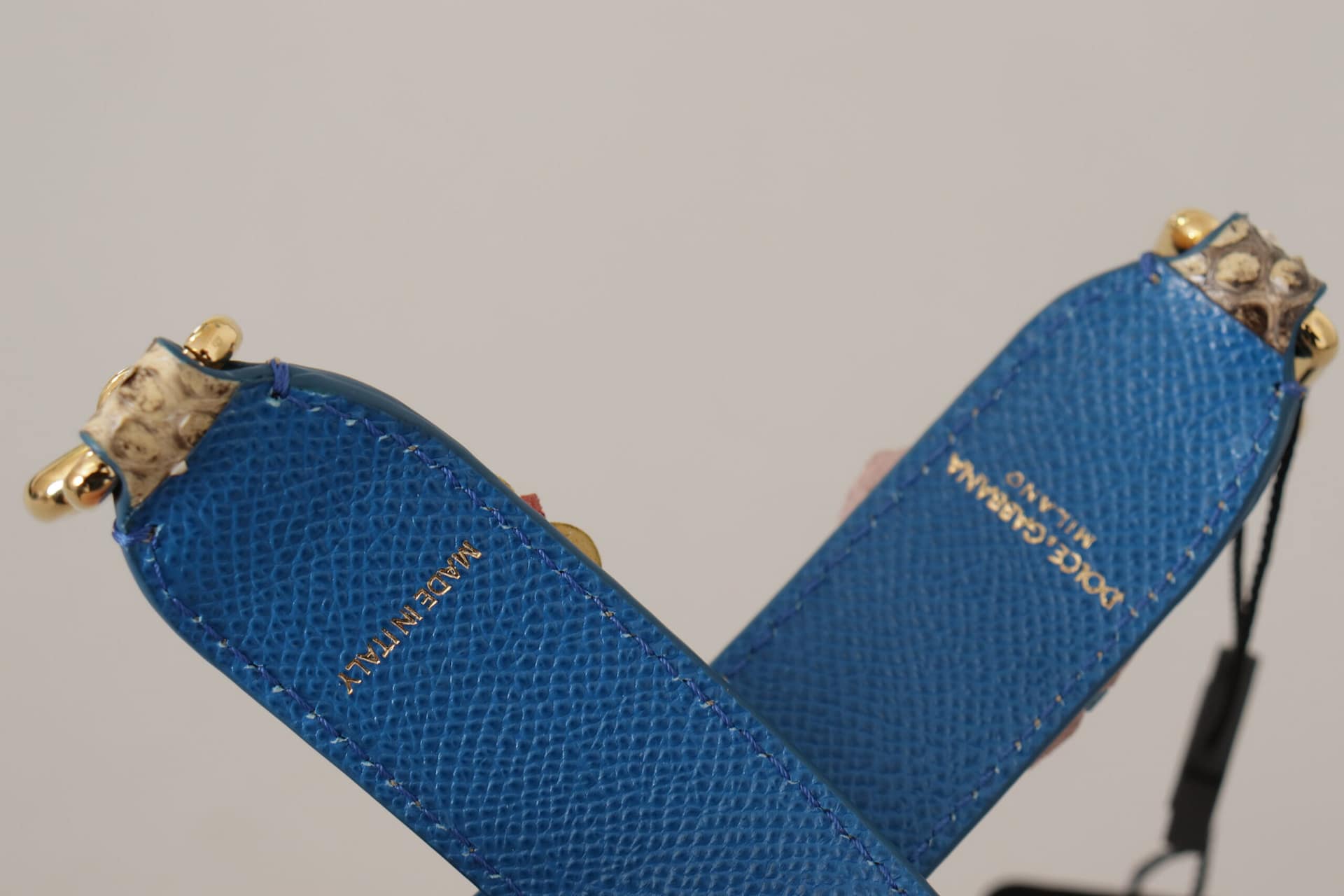 Dolce & Gabbana Beige Python Leather Floral Studded Shoulder Strap - Image 3