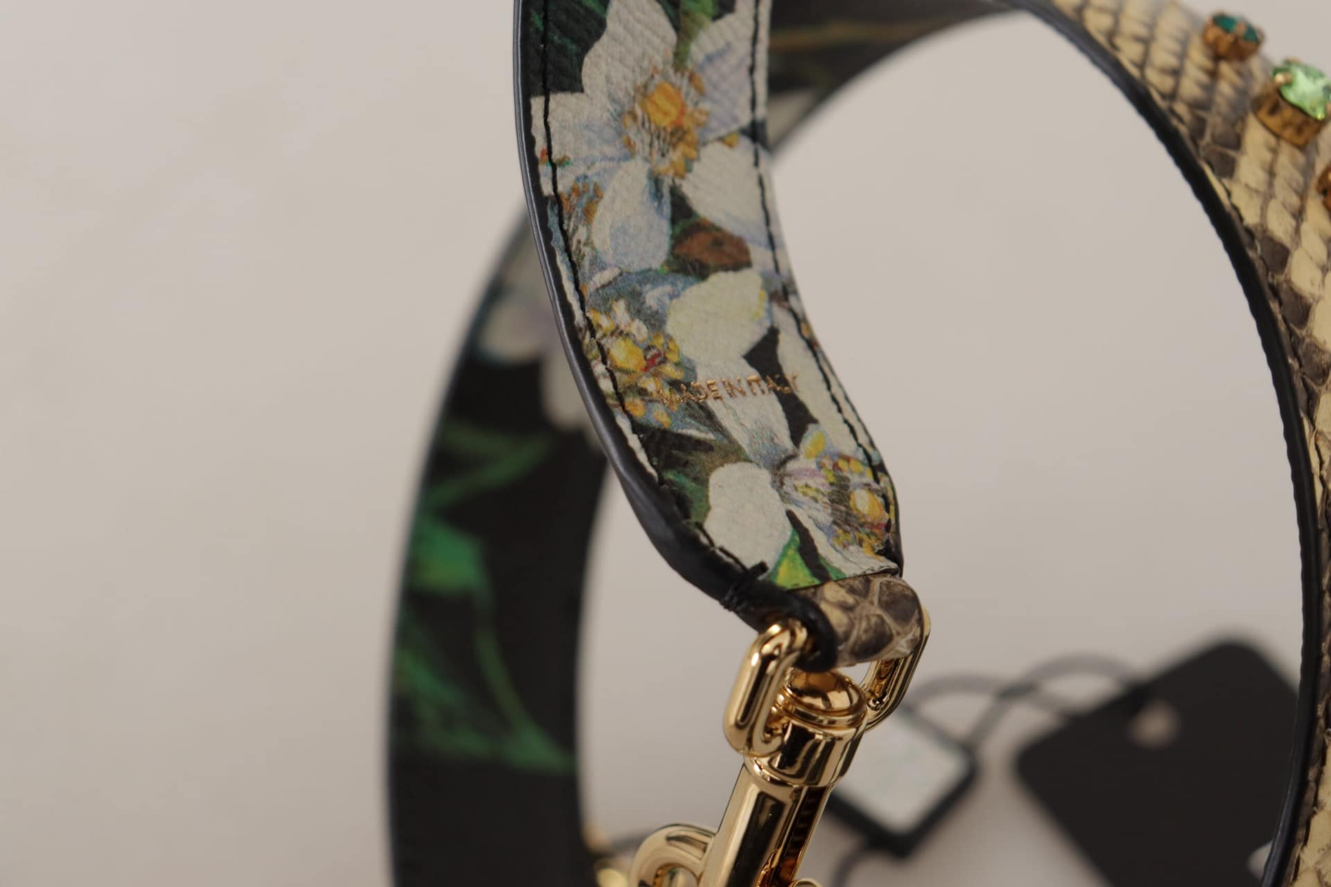 Dolce & Gabbana Beige Exotic Leather Crystals Reversible Shoulder Strap - Image 5