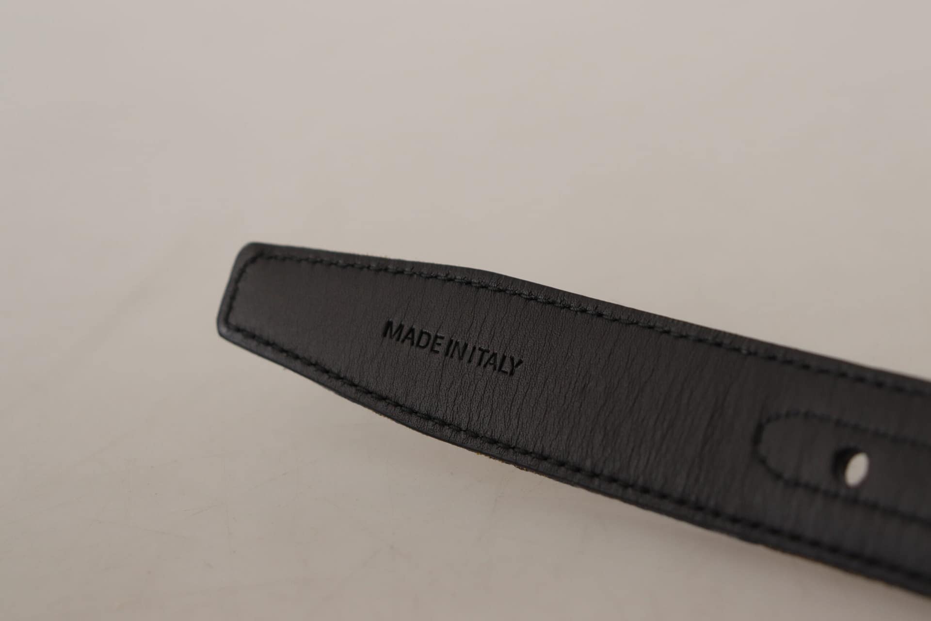 Dolce & Gabbana Navy Blue Jacquard Gold Tone Logo Metal Buckle Belt - Image 7