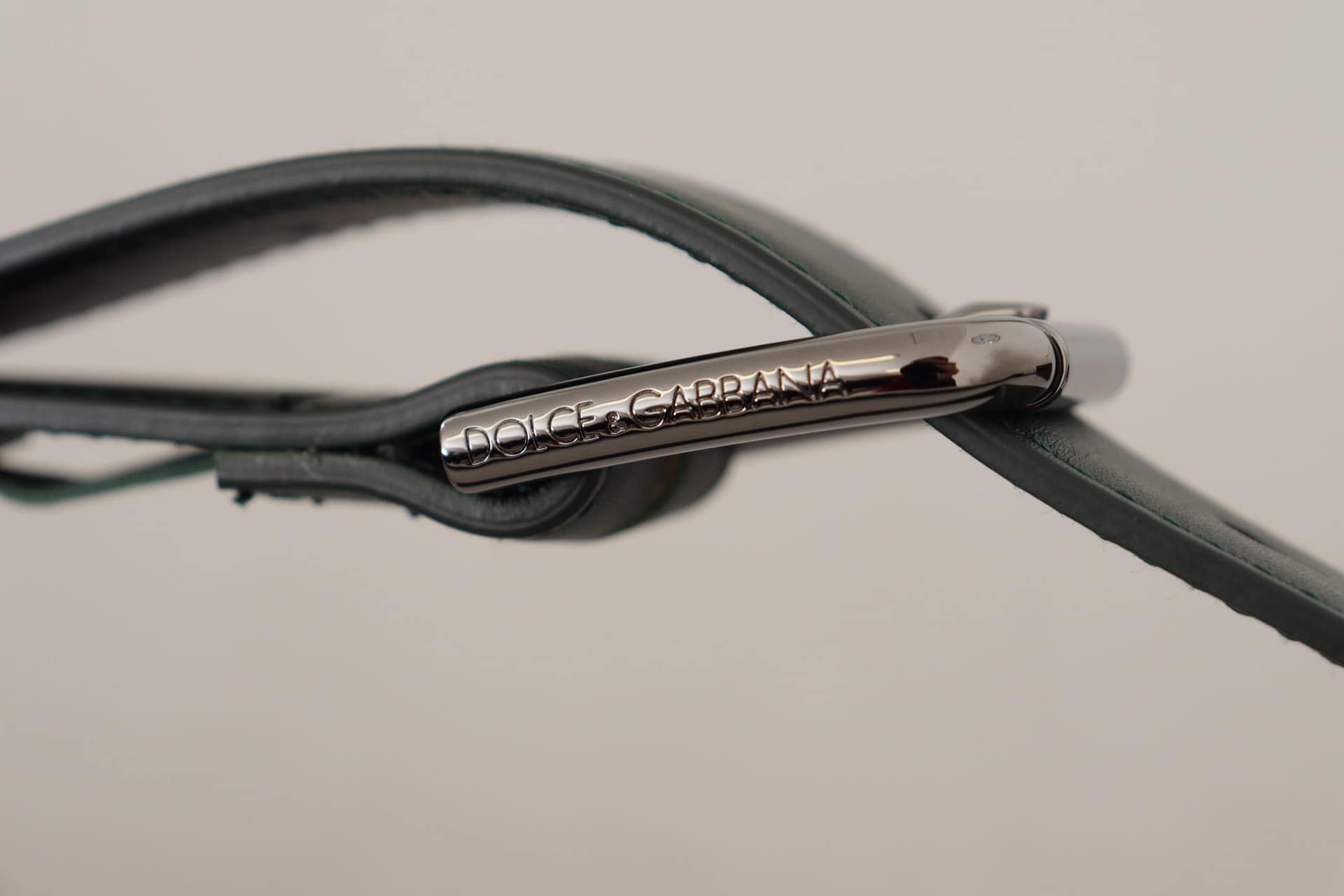 Dolce & Gabbana Army Green Leather Logo Metal Waist Buckle Belt - Image 5