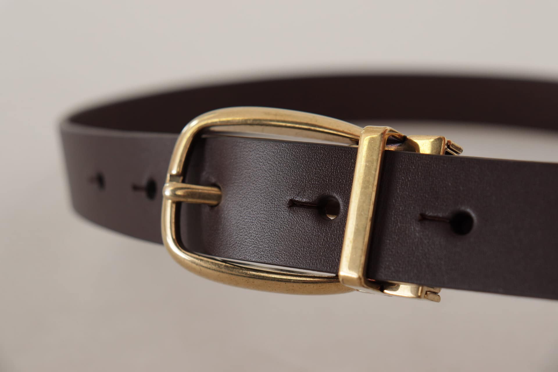 Dolce & Gabbana Dark Brown Calf Leather Gold Tone Metal Buckle - Image 4