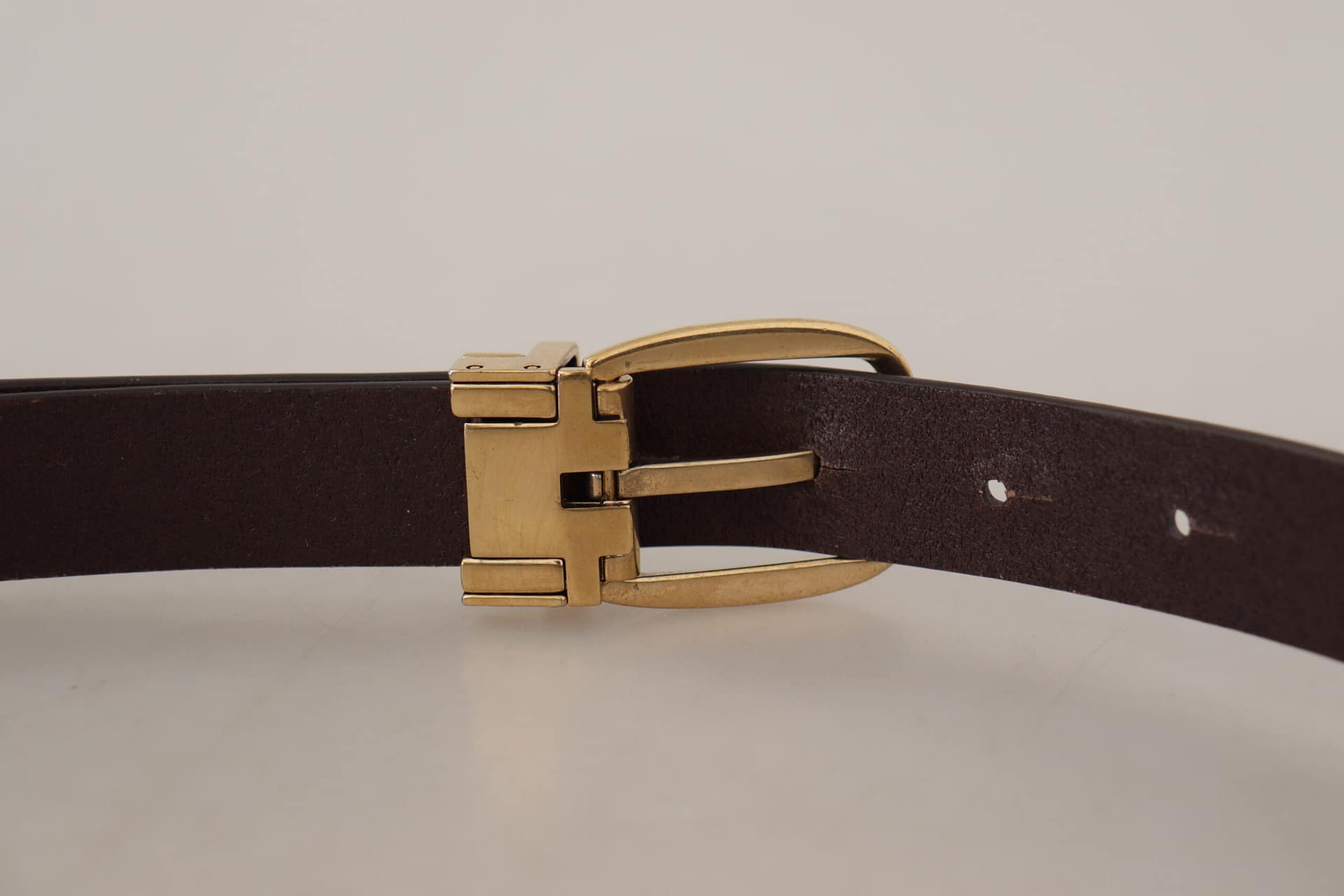 Dolce & Gabbana Dark Brown Calf Leather Gold Tone Metal Buckle - Image 5