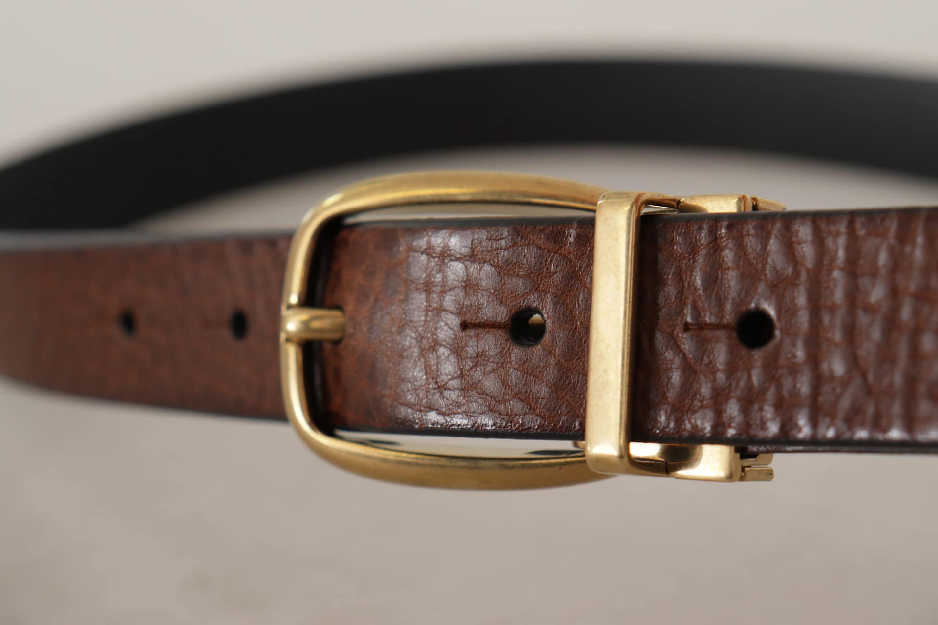 Dolce & Gabbana Brown Leather Classic Vintage Metal Buckle Belt - Image 5