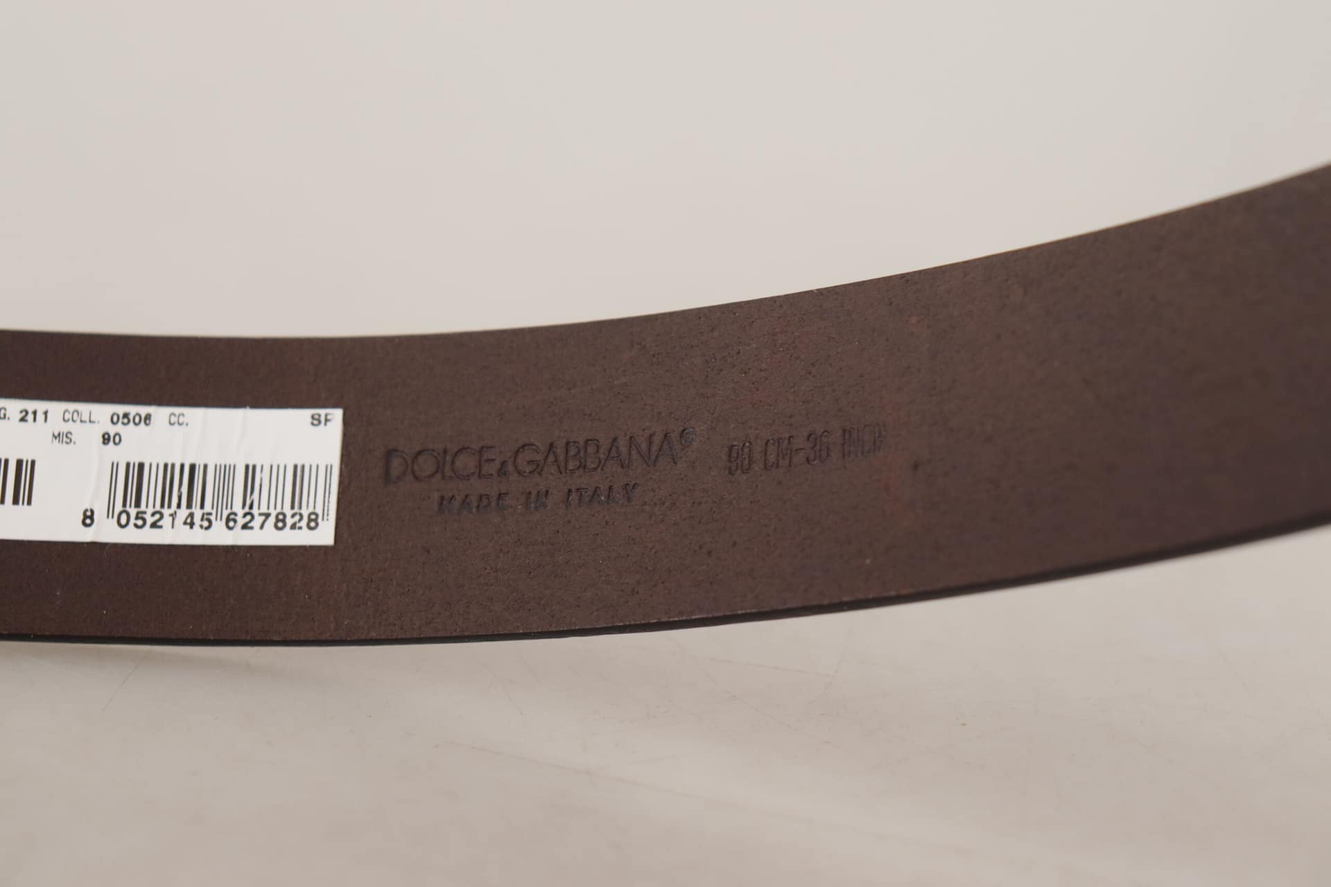 Dolce & Gabbana Brown Plain Calf Leather Gold Tone Buckle Belt - Image 6