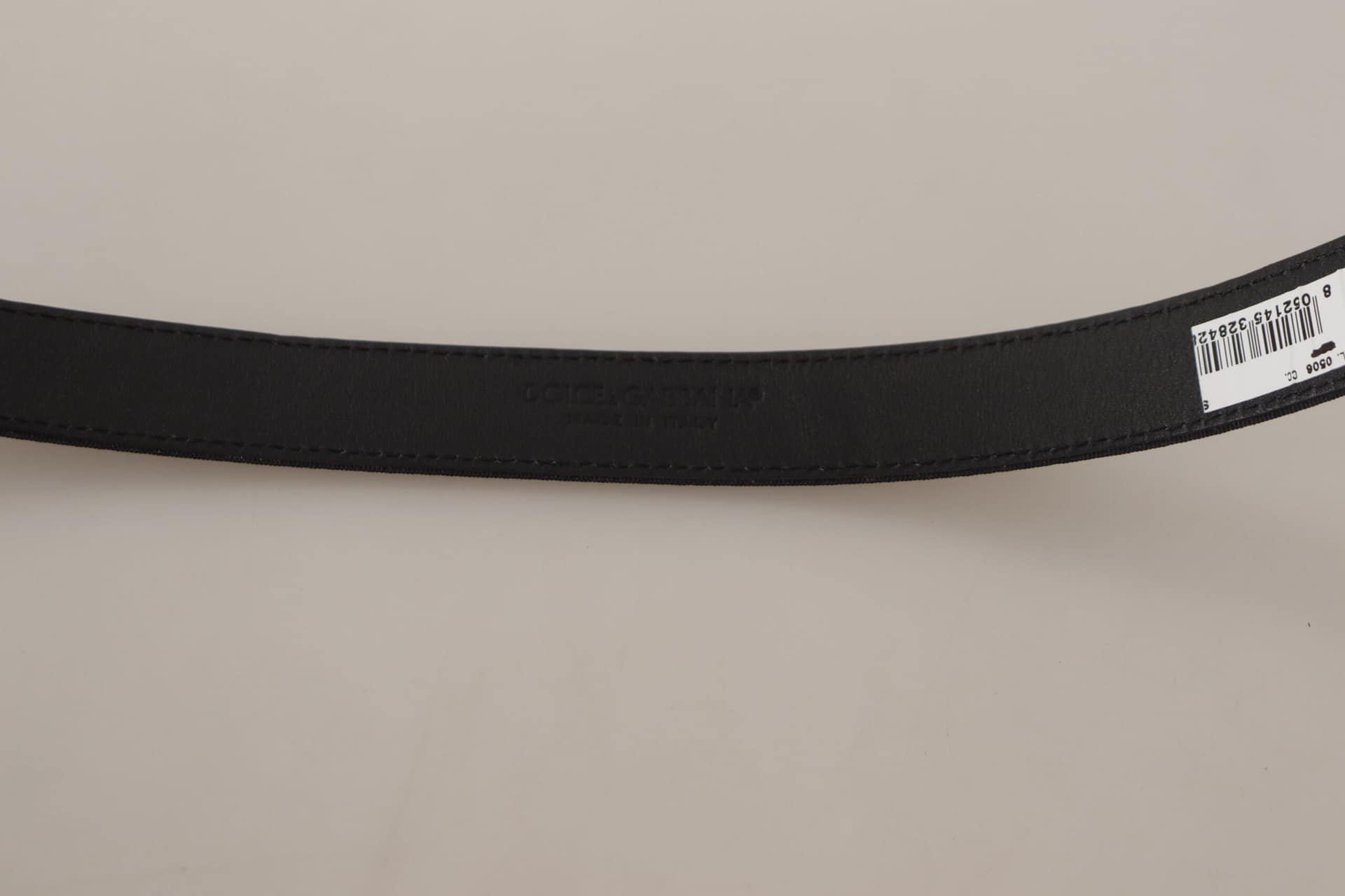 Dolce & Gabbana Black Calf Canvas Silver Tone Logo Metal Belt - Image 4
