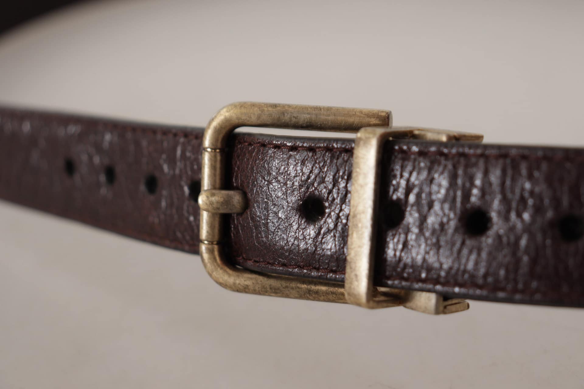 Dolce & Gabbana Brown Calf Leather Vintage Logo Metal Buckle Belt - Image 4