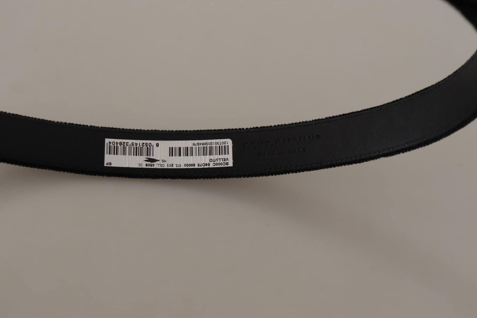 Dolce & Gabbana Black Velvet Leather Gold Tone Metal Buckle Belt - Image 3