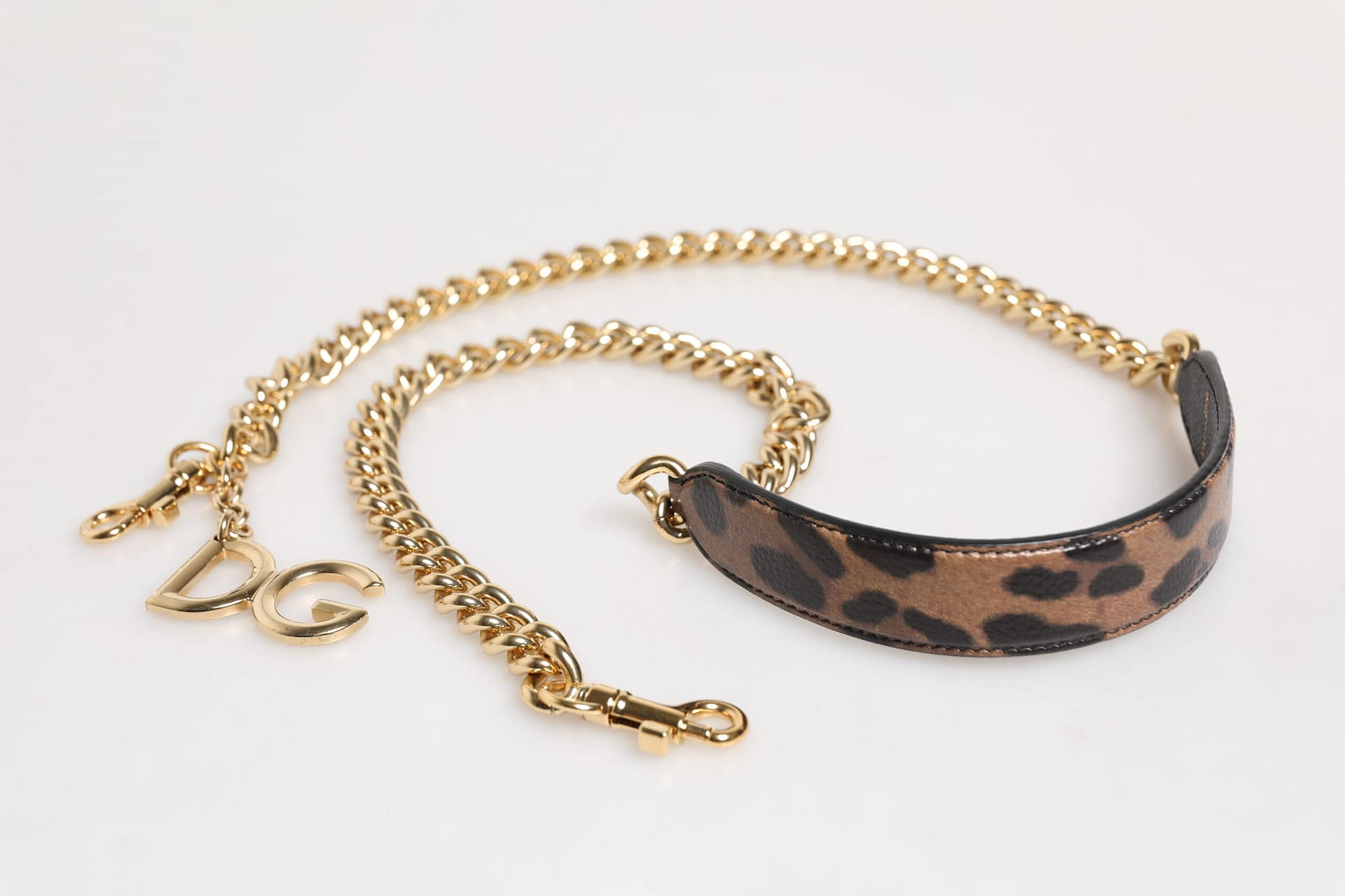 Dolce & Gabbana Brown Leopard Gold Brass Chain Accessory Shoulder Strap - Image 5