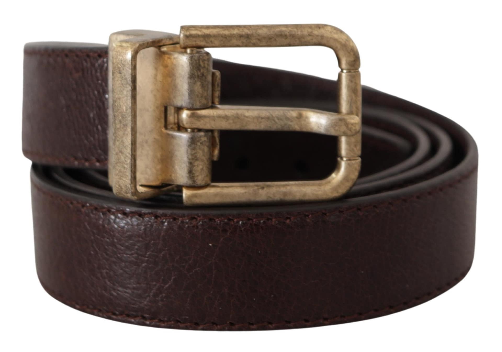 Dolce & Gabbana Brown Calf Leather Vintage Logo Metal Buckle Belt - Image 2