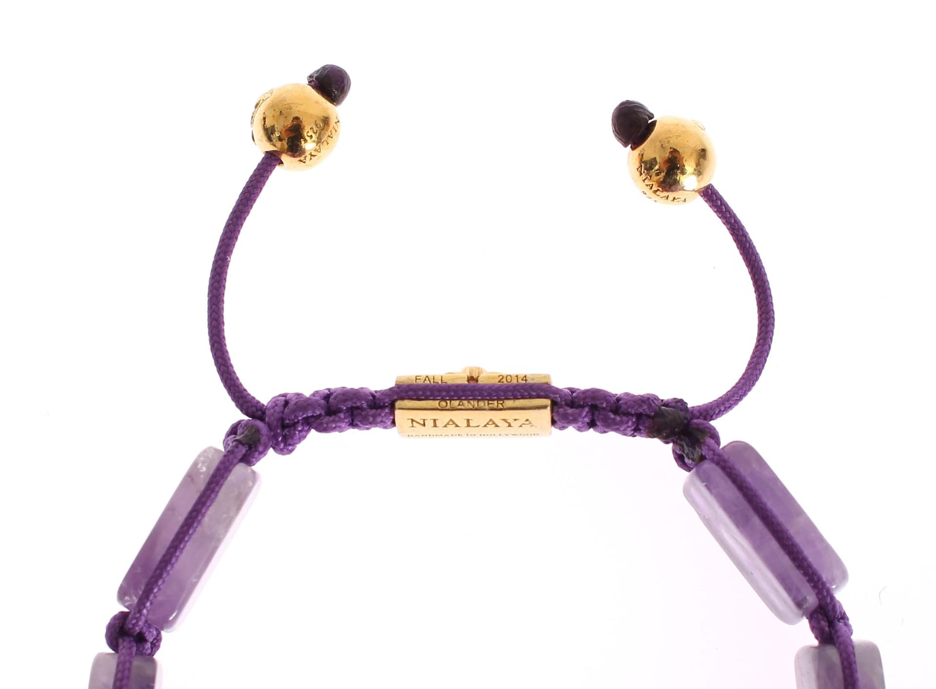 Nialaya CZ Amethyst 18K Gold 925 Bracelet - Image 4