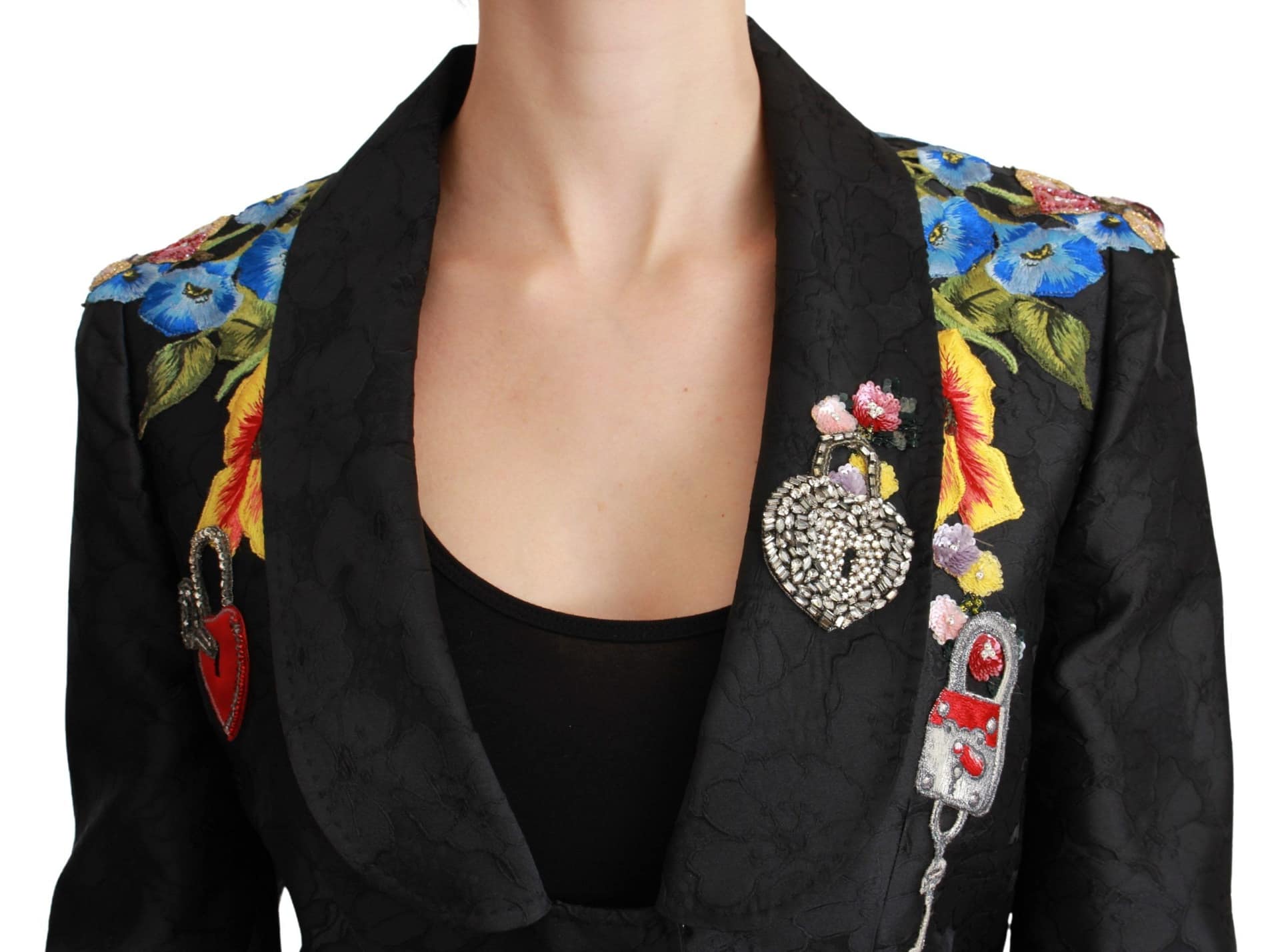 Dolce & Gabbana Black Brocade Crystal Blazer Jacket - Image 5