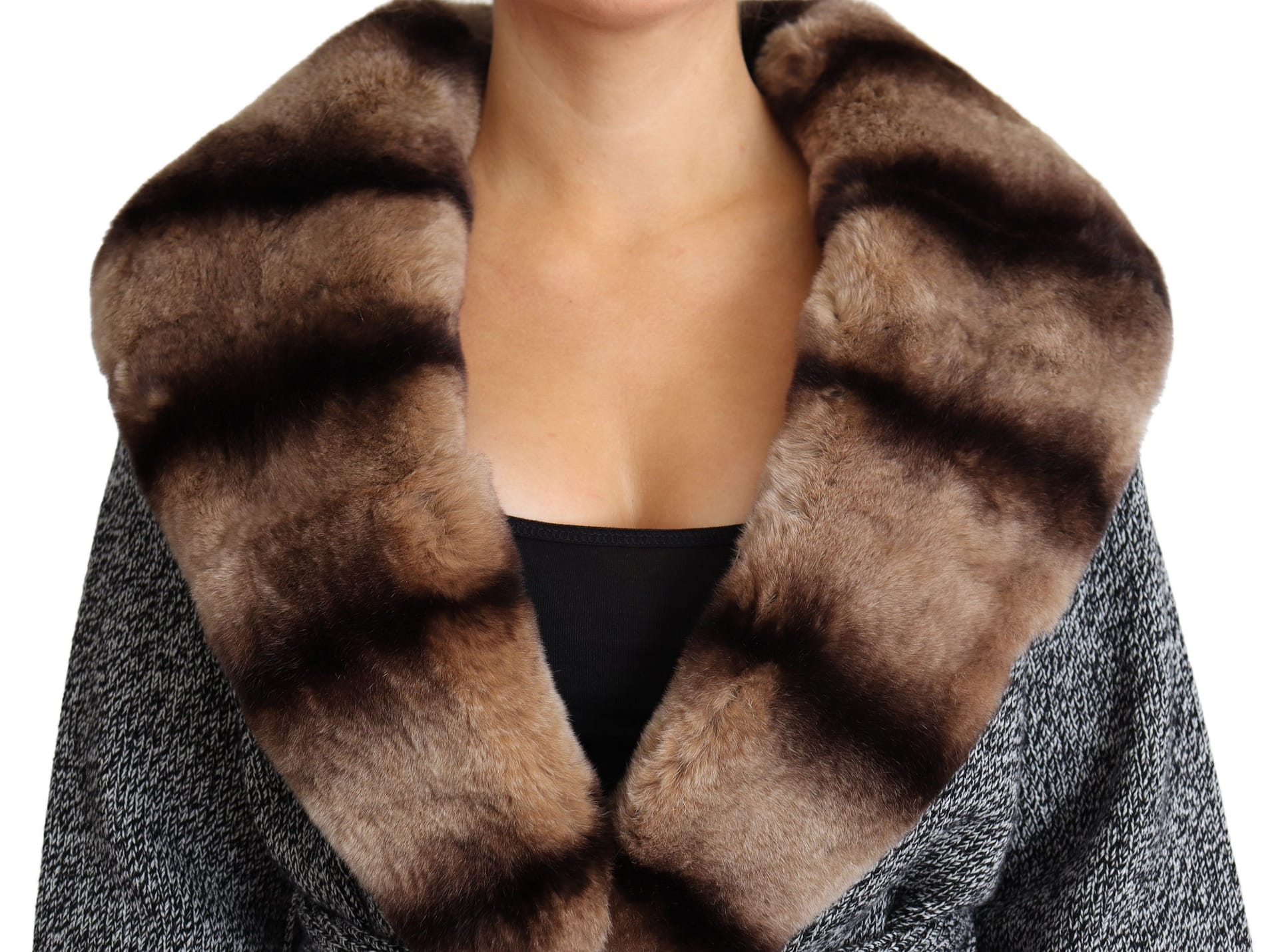 Dolce & Gabbana Gray Cardigan Fur Coat Cashmere Jacket - Image 4