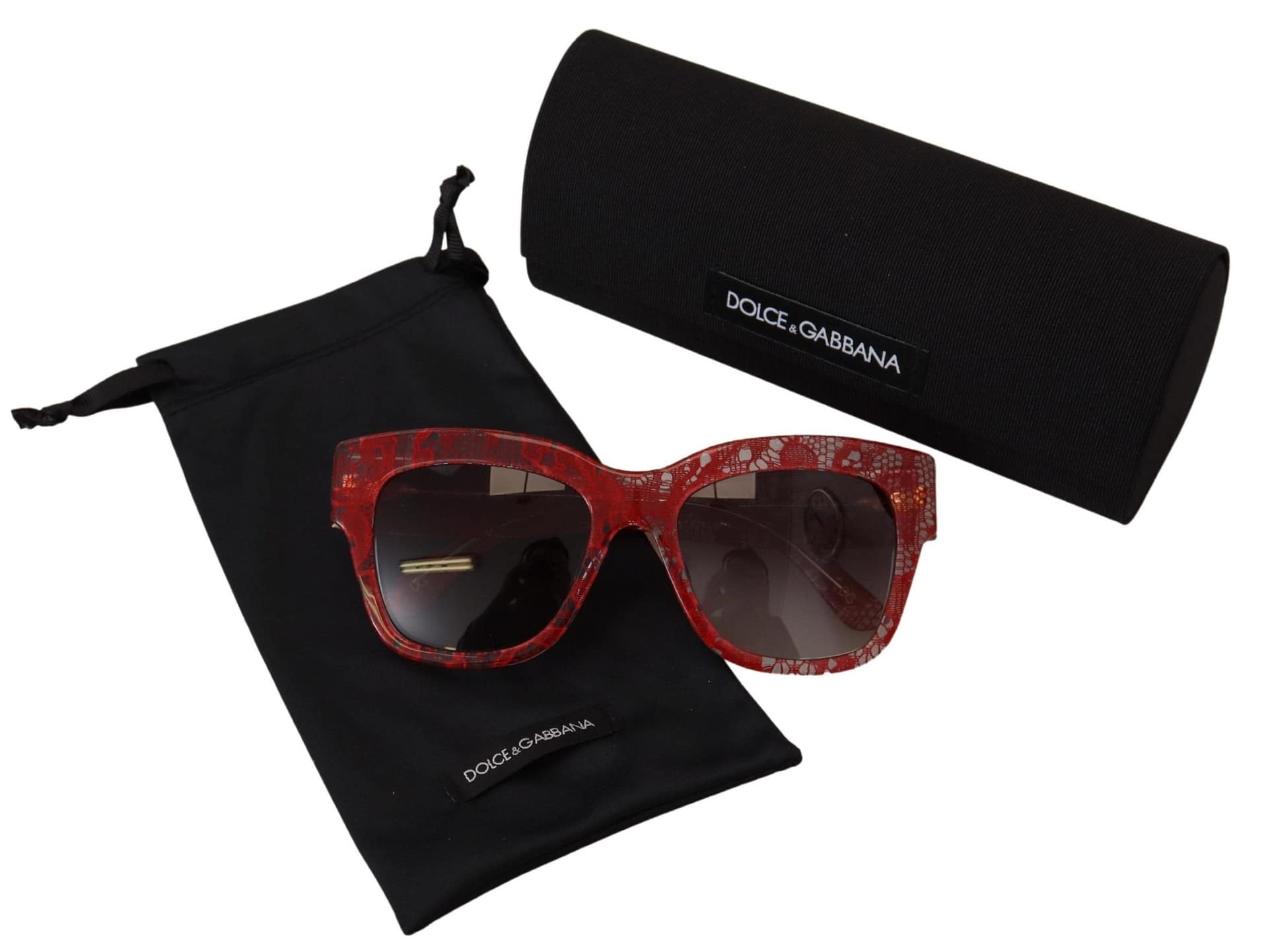 Dolce & Gabbana Red Lace Acetate Rectangle Shades DG4231F Sunglasses - Image 6
