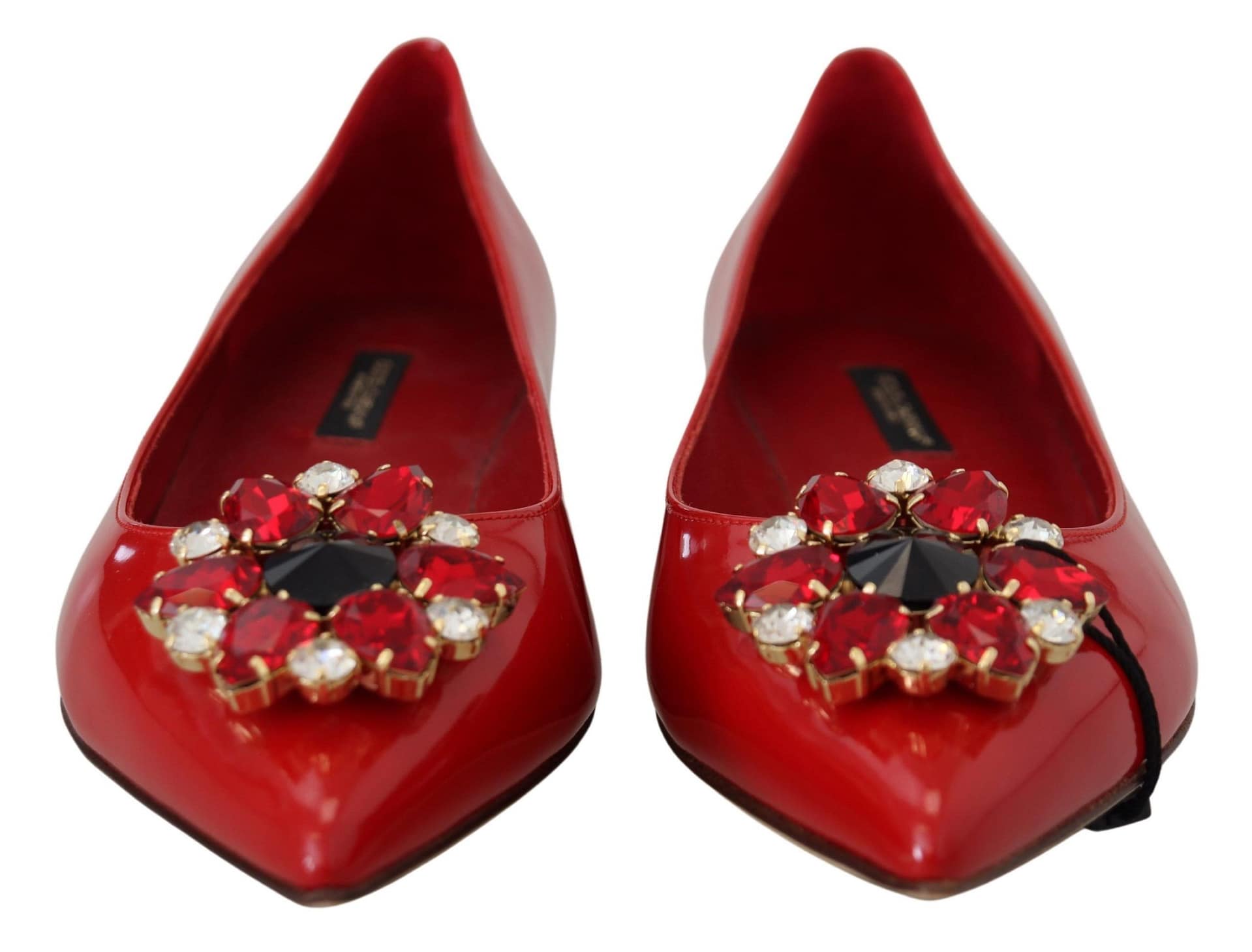 Dolce & Gabbana Red Leather Crystals Loafers Flats Shoes - Image 7