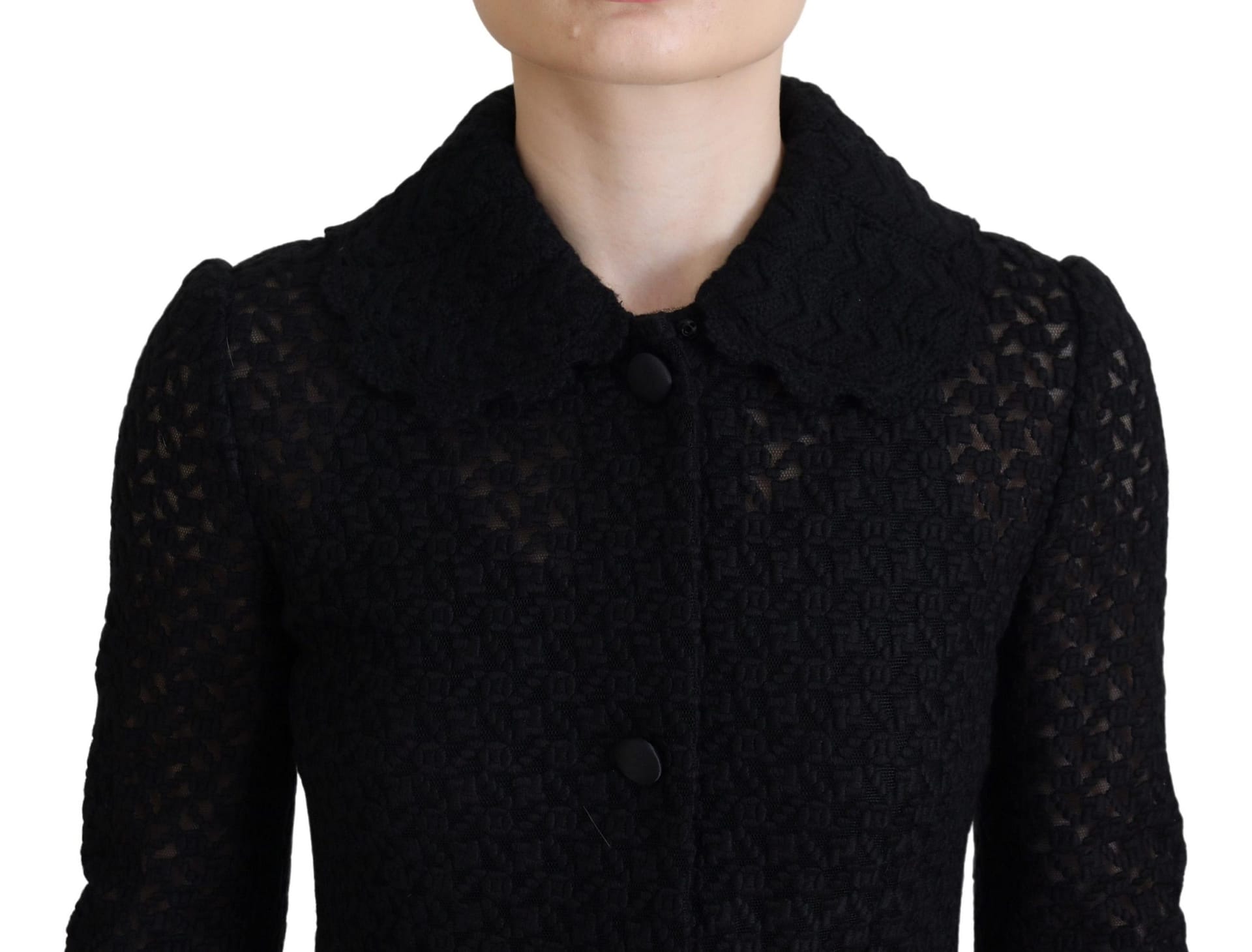 Dolce & Gabbana Black Button Down Long Blazer Cotton Jacket - Image 4