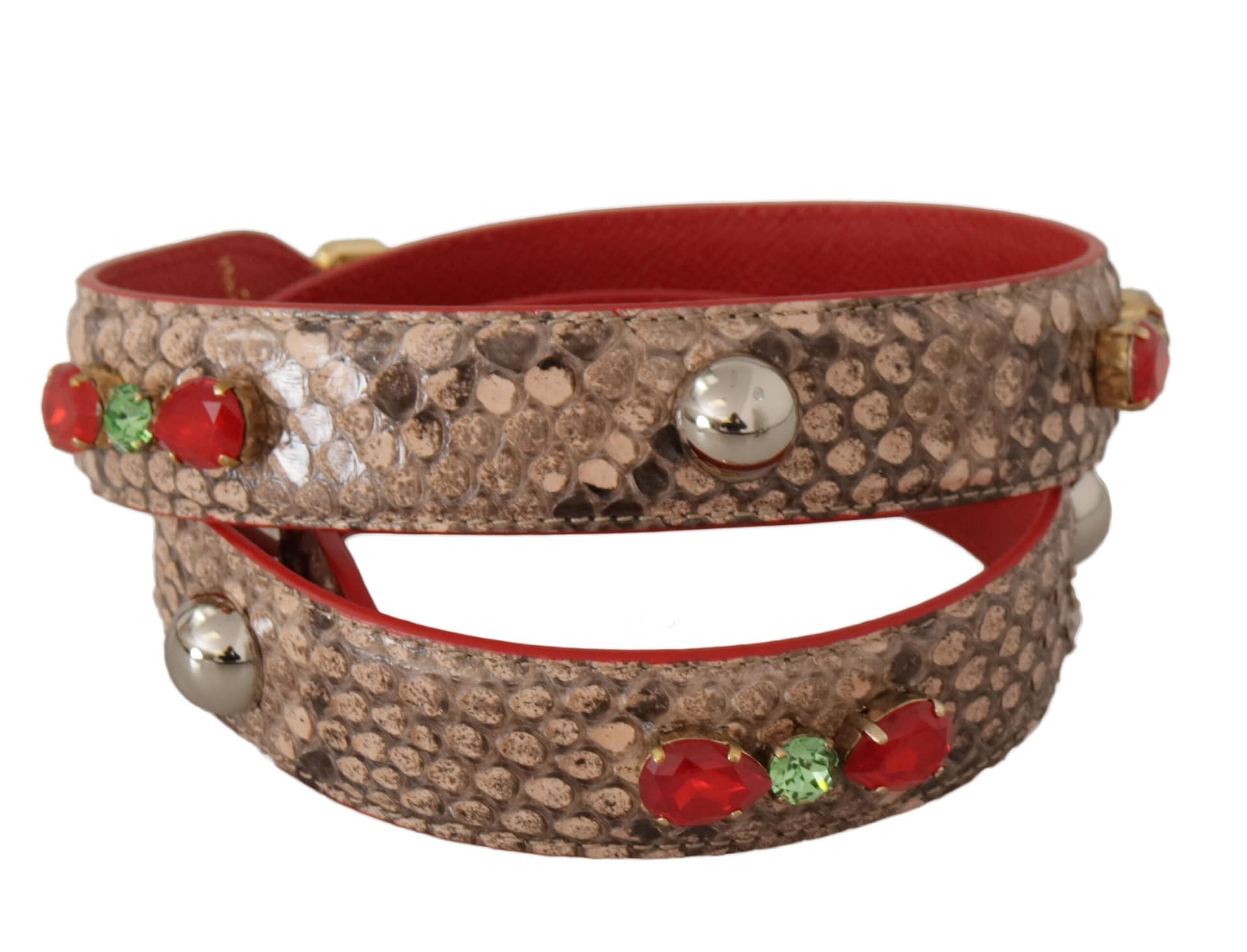 Dolce & Gabbana Brown Python Leather Crystals Shoulder Strap - Image 2