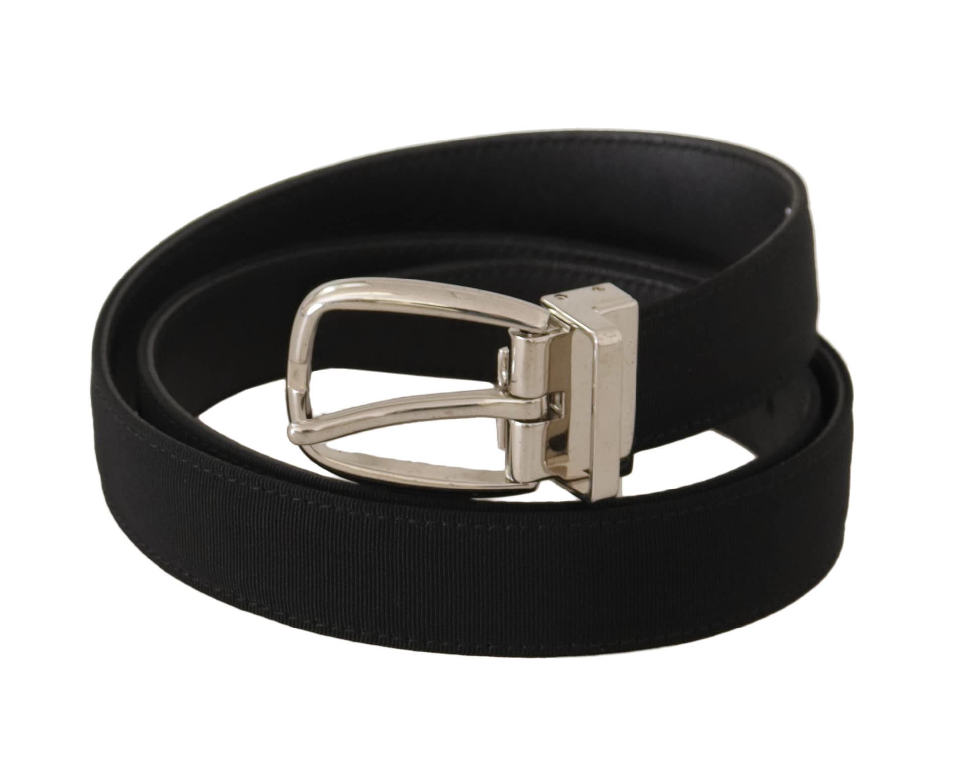 Dolce & Gabbana Belt Black Calf Leather Silver Tone Metal Buckle - Image 3