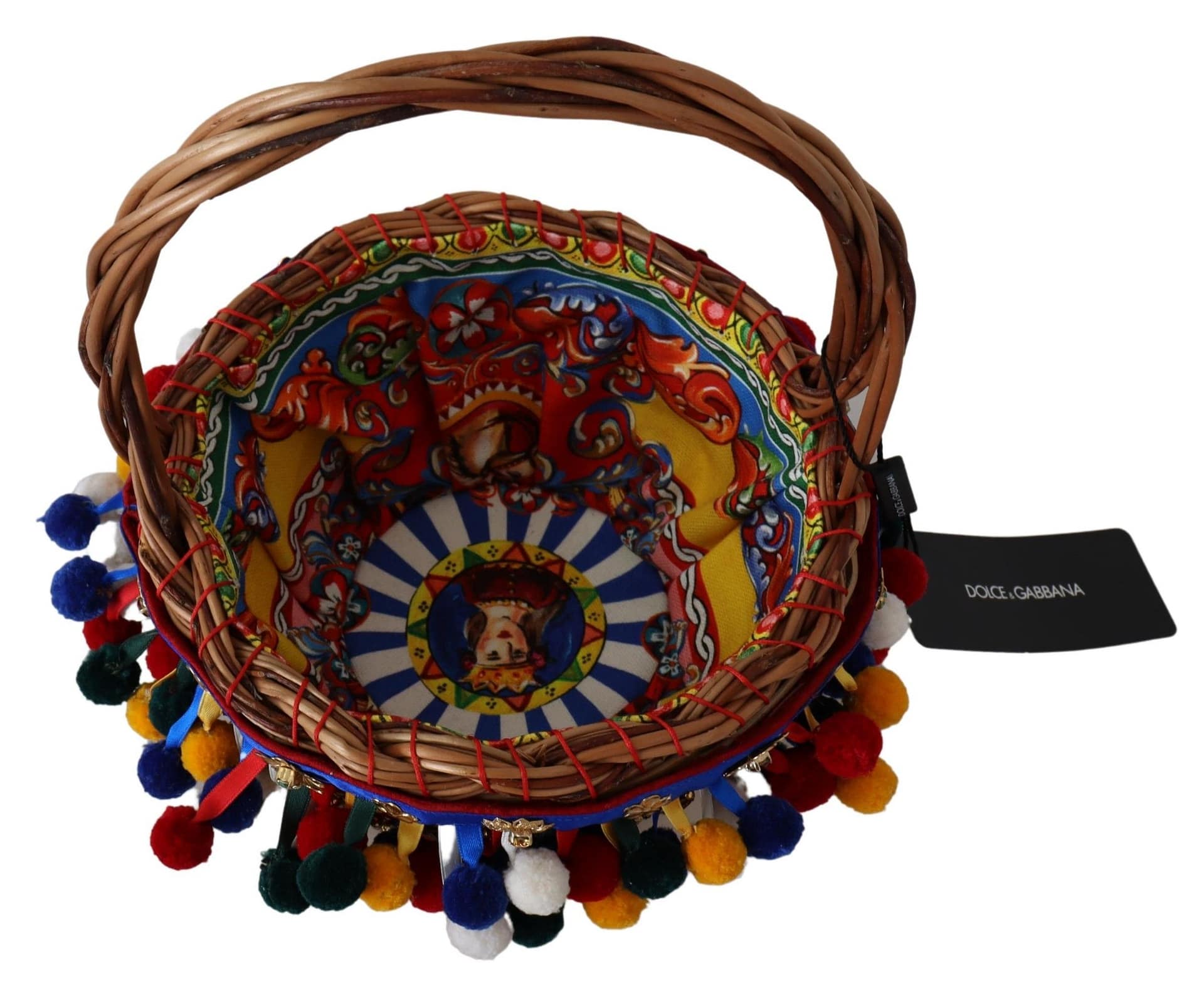 Dolce & Gabbana Multicolor Cotton Embellished Agnese Basket Tote Bag - Image 4
