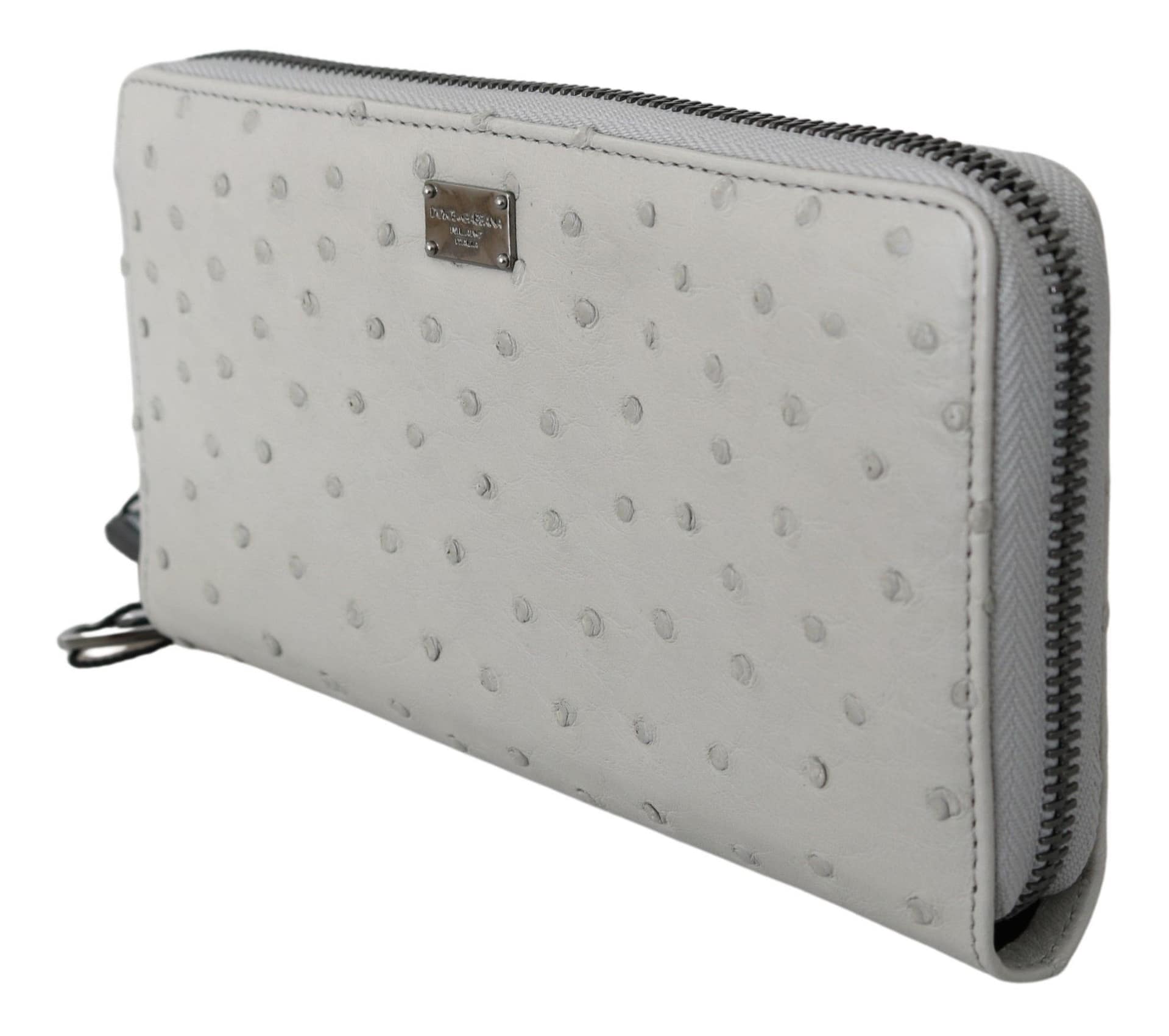 Dolce & Gabbana White Ostrich Leather Continental Mens Clutch Wallet - Image 4
