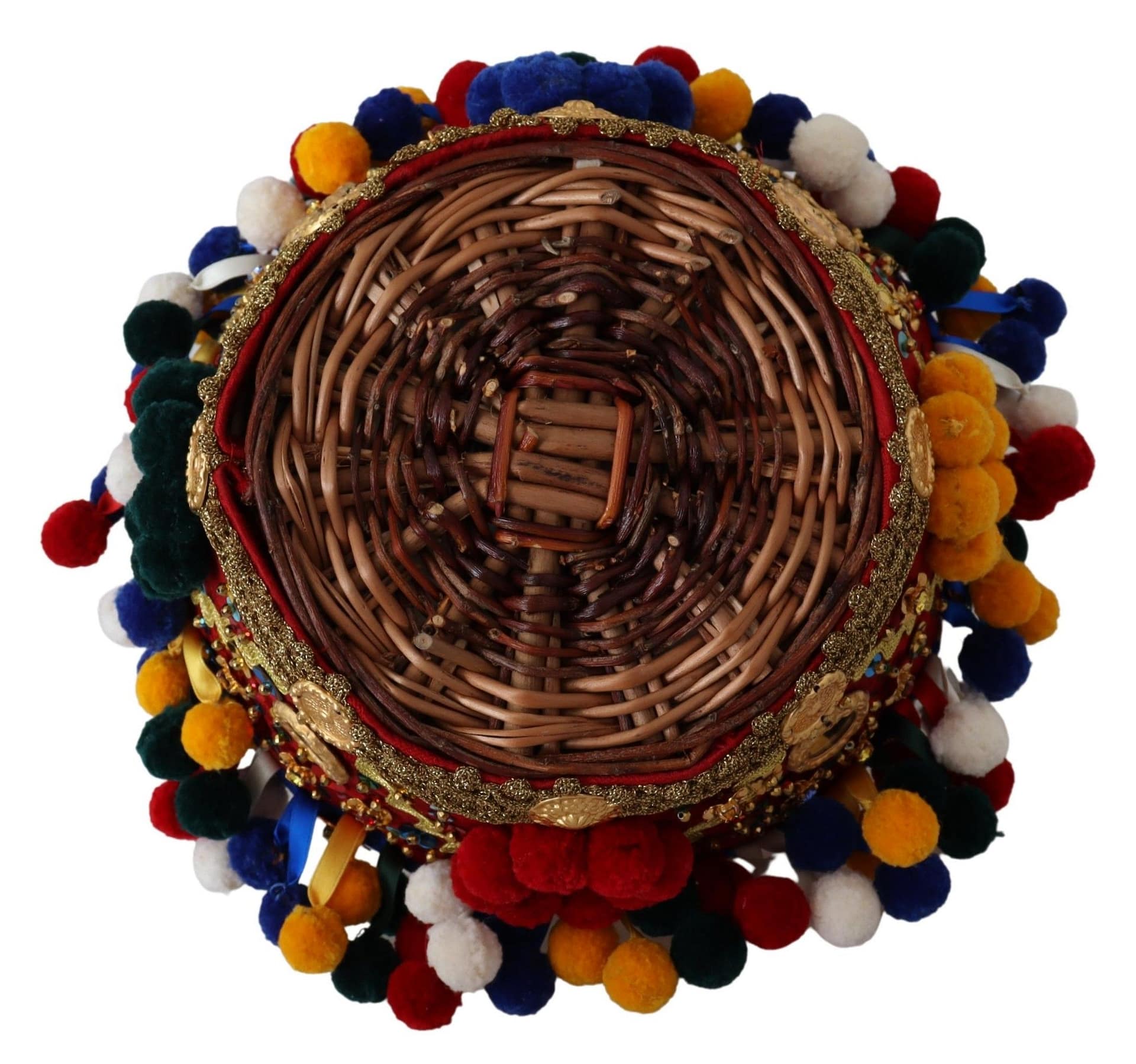 Dolce & Gabbana Multicolor Cotton Embellished Agnese Basket Tote Bag - Image 3