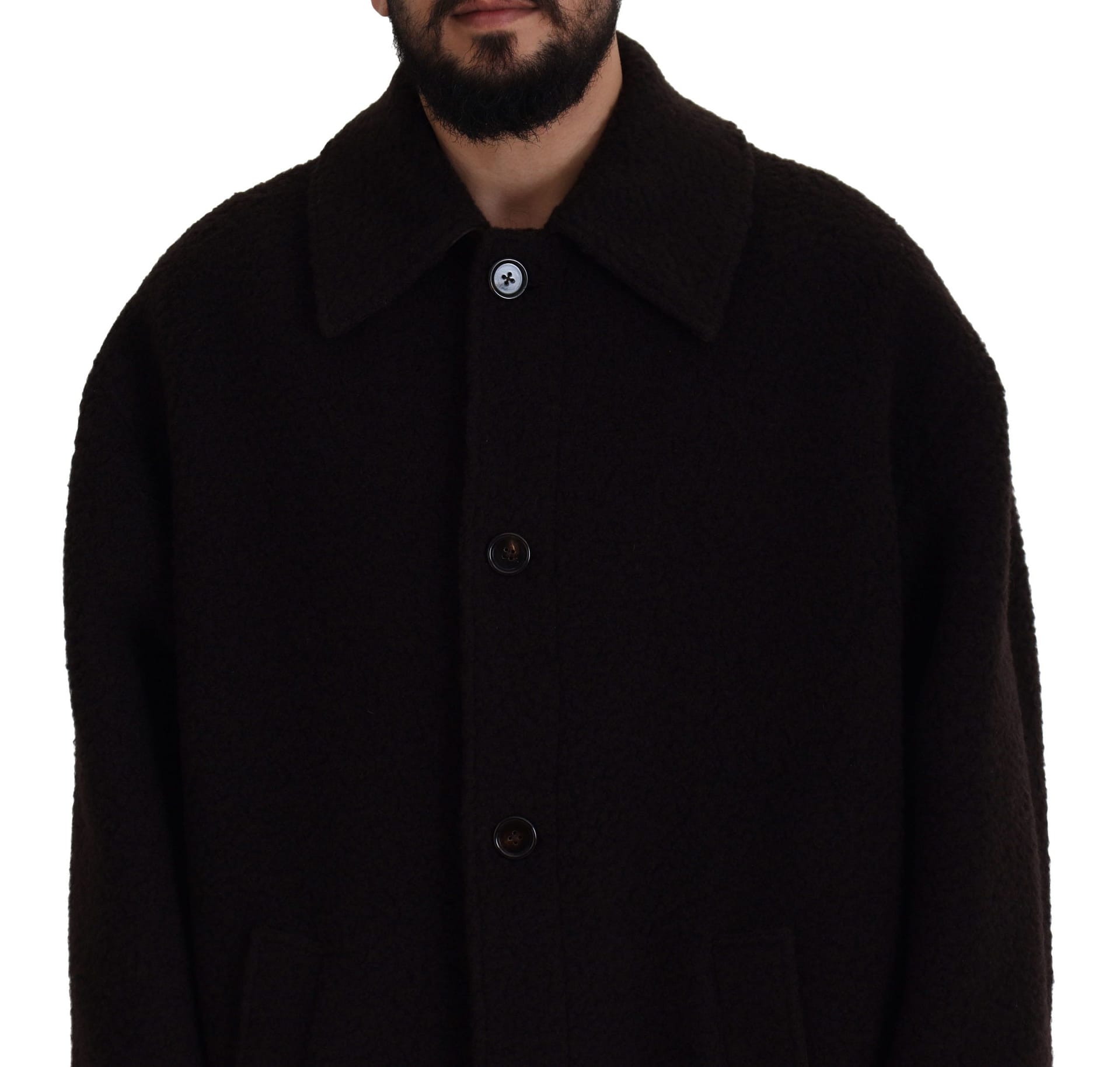 Dolce & Gabbana Black Alpaca Button Down Trench Coat Jacket - Image 3