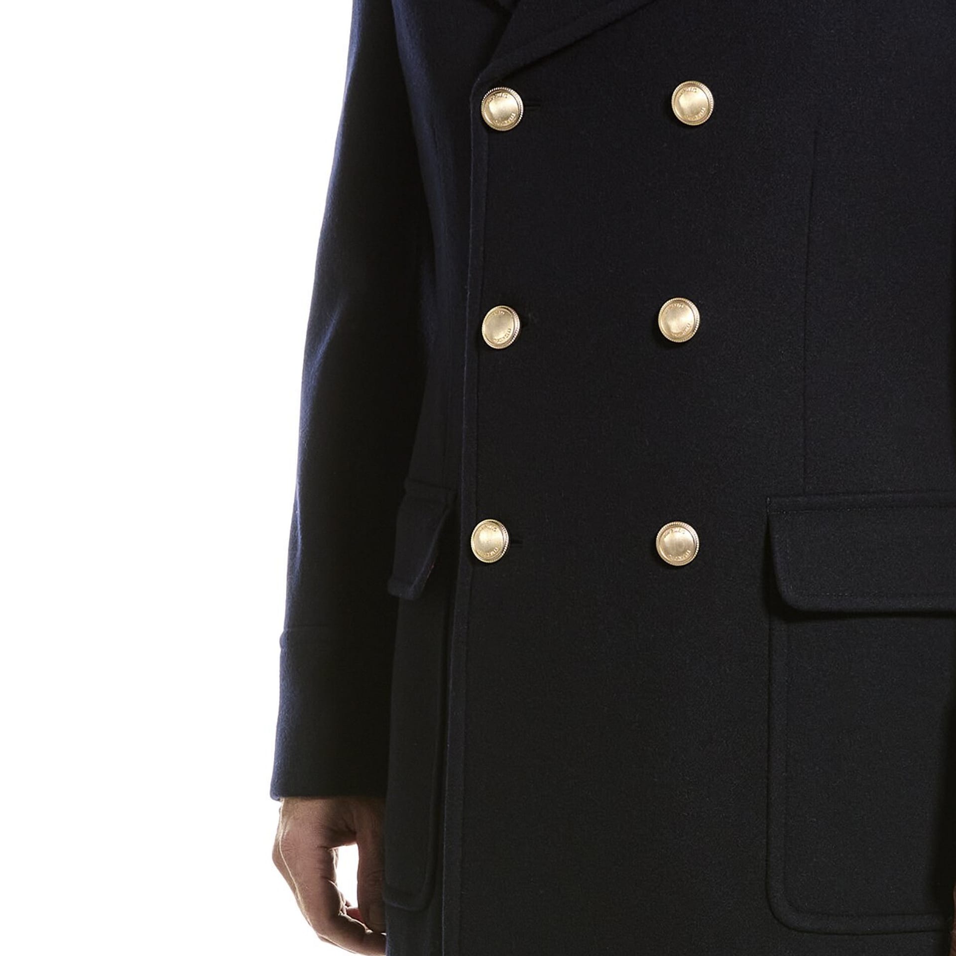 Brunello Cucinelli Blue Wool Coat - Image 3