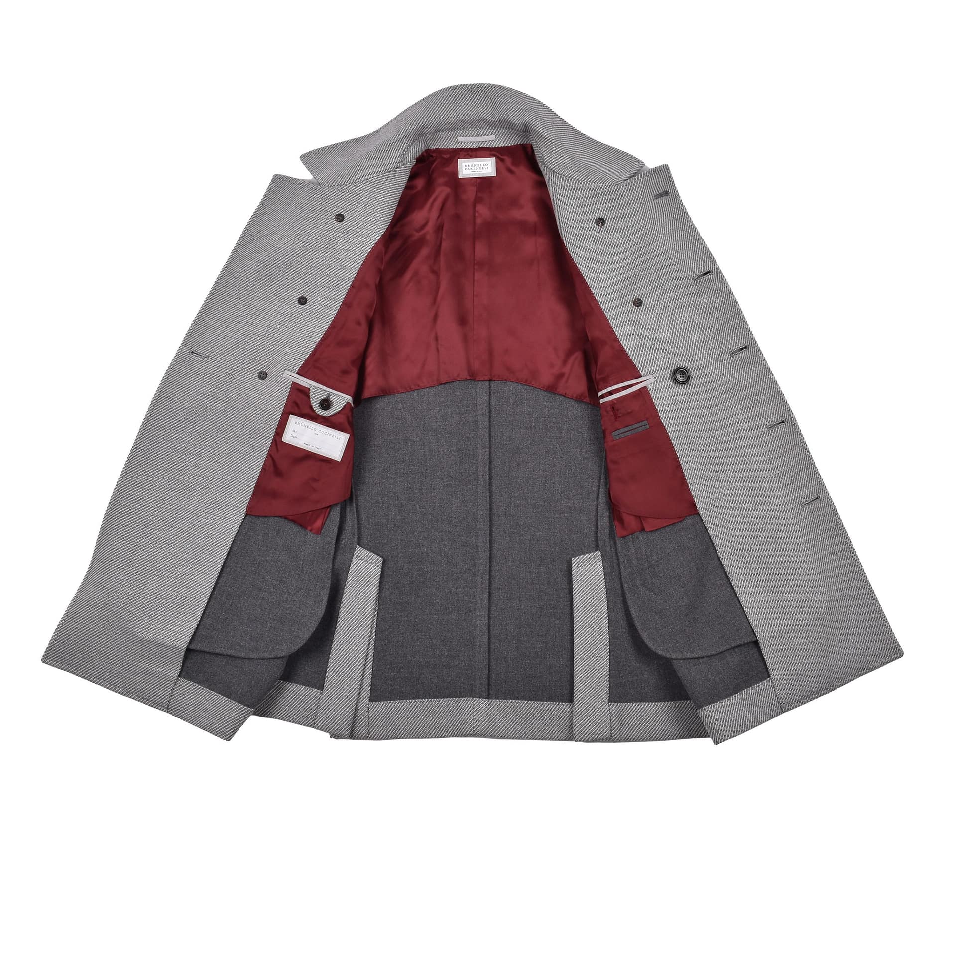 Brunello Cucinelli Gray Wool Coat - Image 5