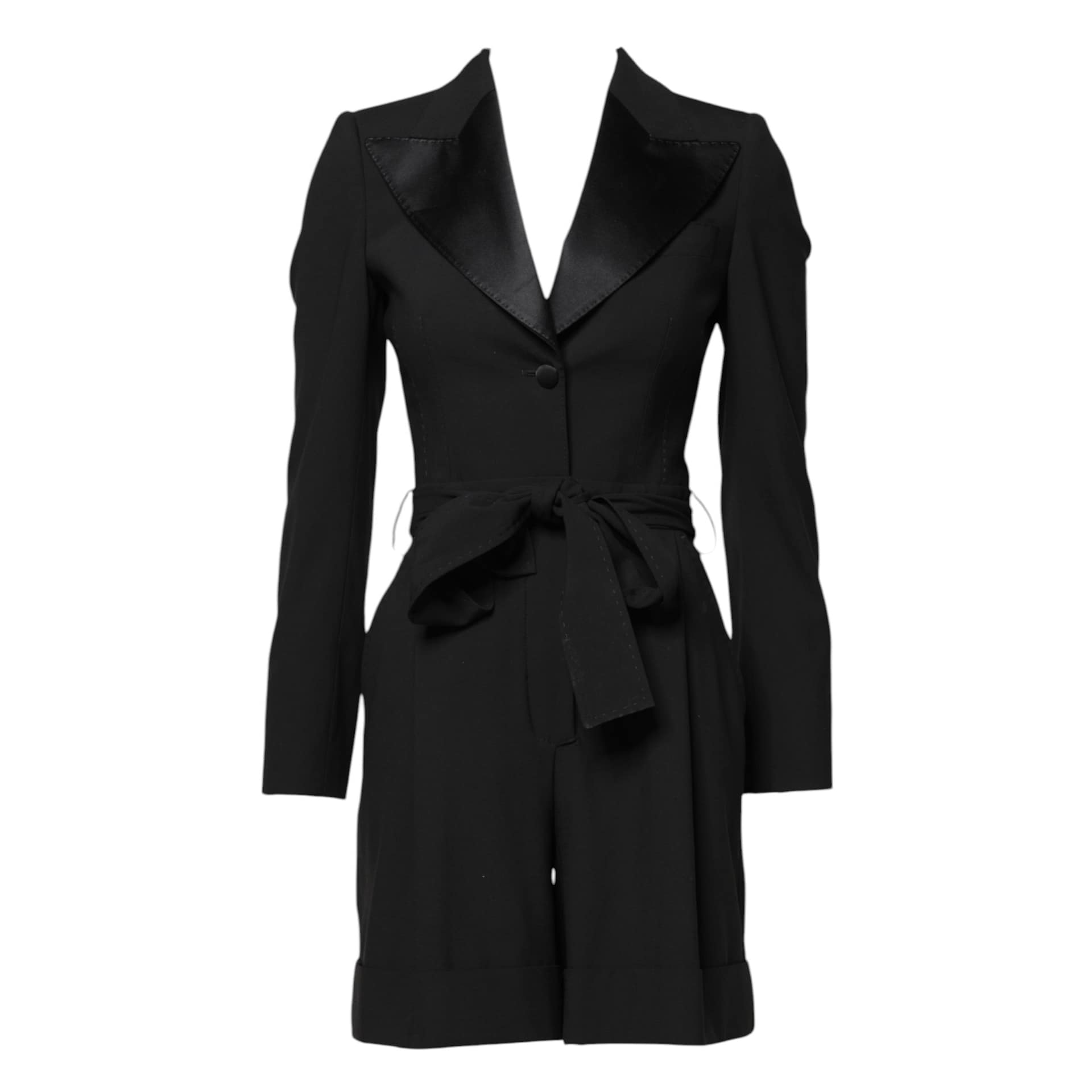 Dolce & Gabbana Black Wool Jumpsuit Dress Women Coat Jacket - Image 5