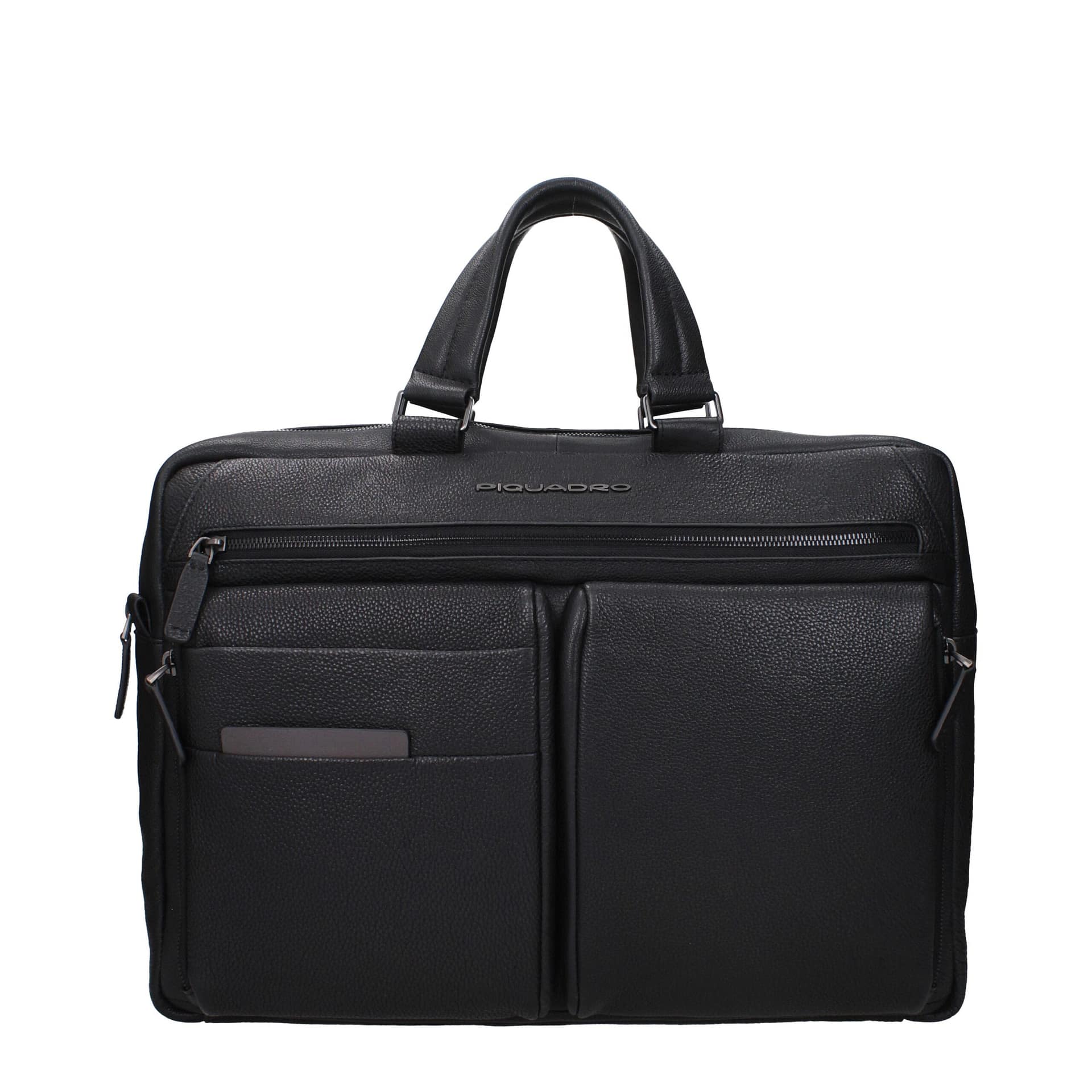 Piquadro Black Leather Business And Laptop Bag