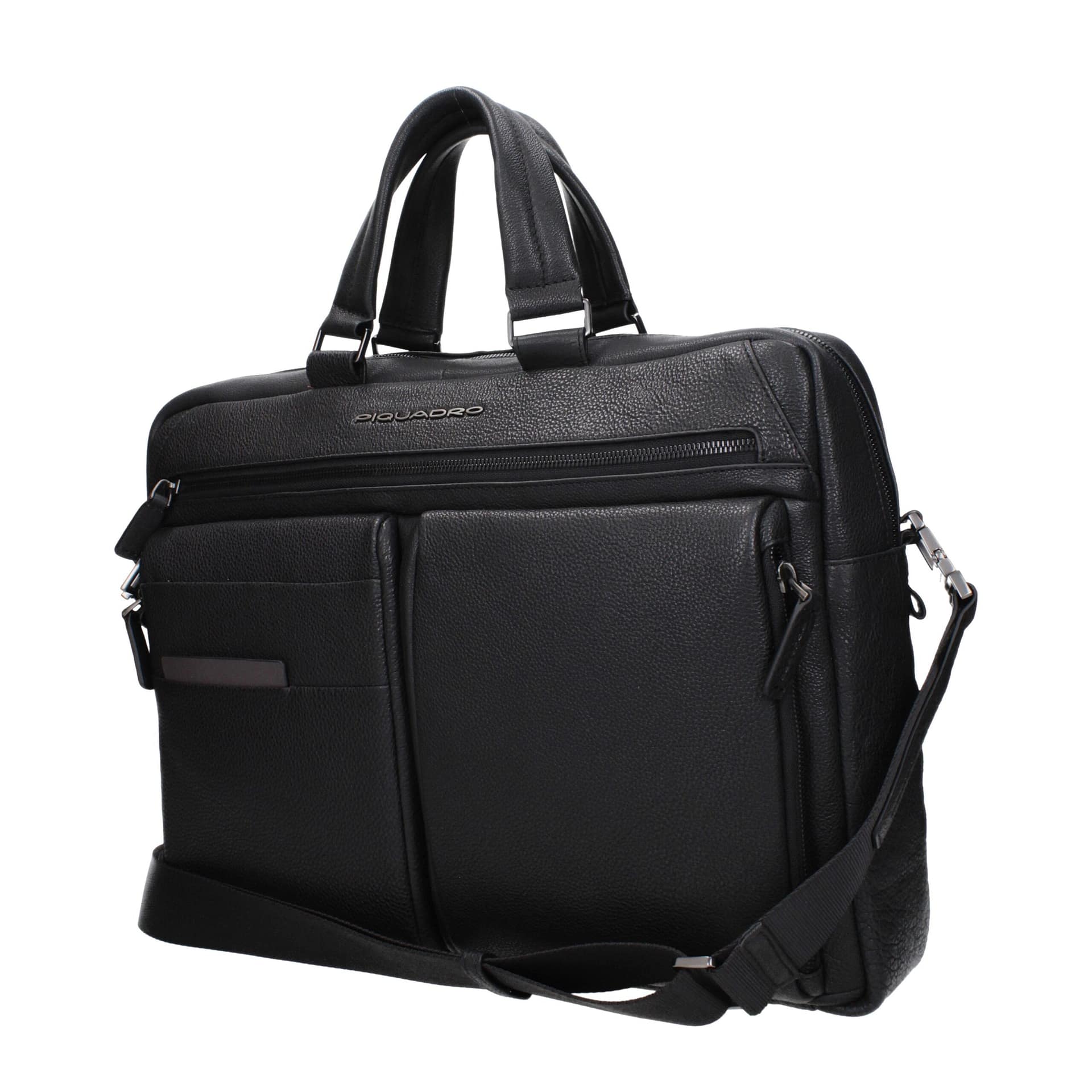 Piquadro Black Leather Business And Laptop Bag - Image 2