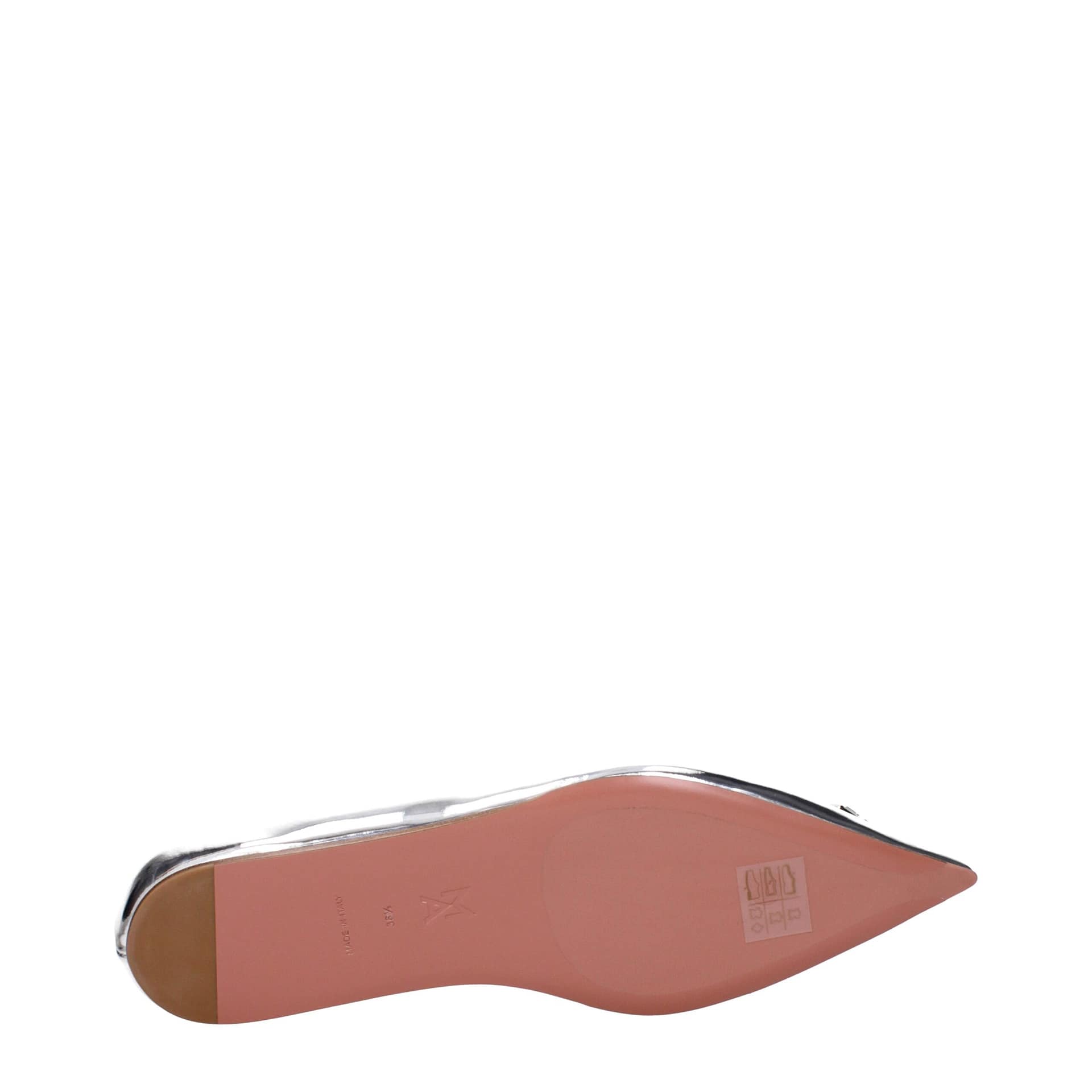 Amina Muaddi Gray Leather Ballet Flats - Image 5