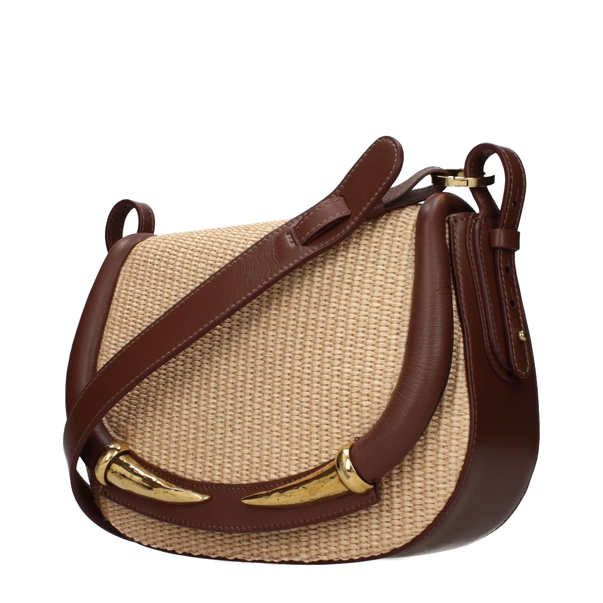 Roberto Cavalli Beige Raffia Crossbody Bag - Image 2