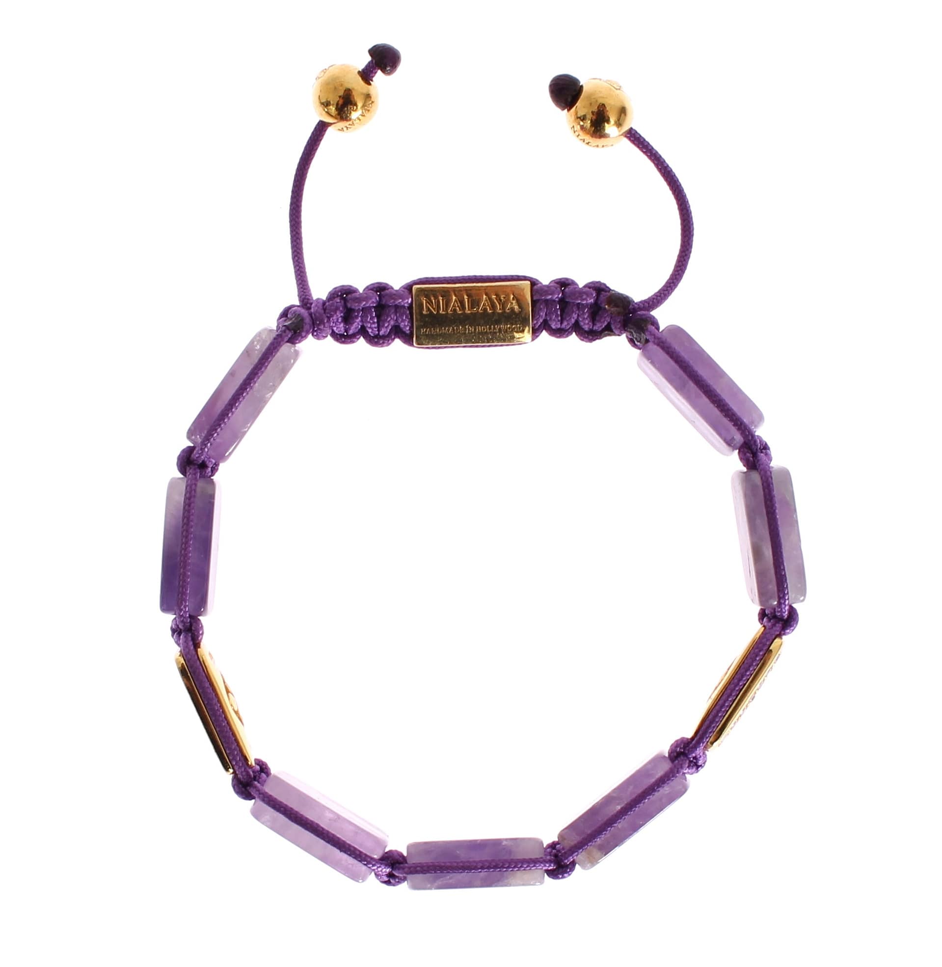 Nialaya CZ Amethyst 18K Gold 925 Bracelet - Image 2