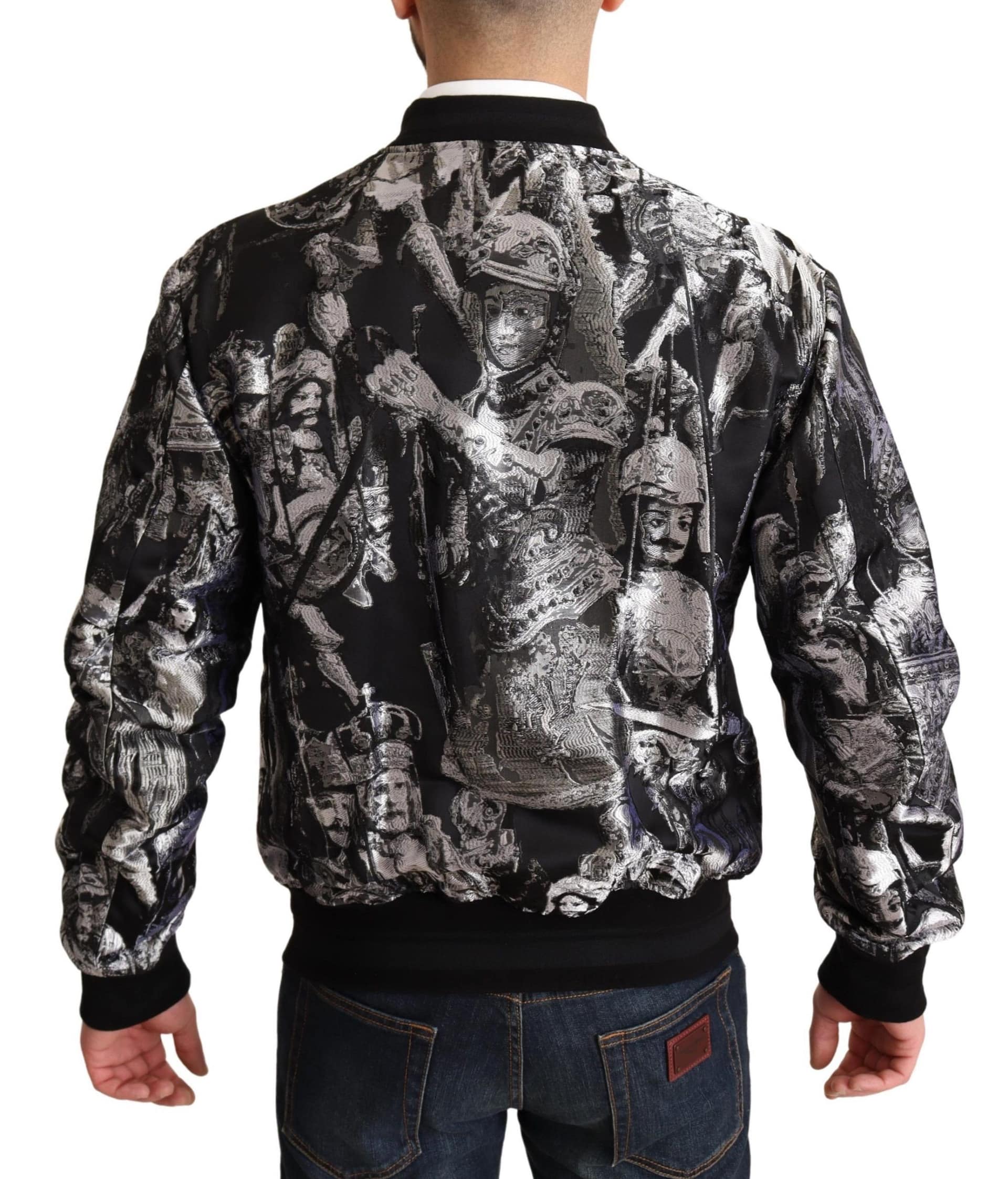 Dolce & Gabbana Black Silver Puppi Motive Bomber Jacket - Image 3