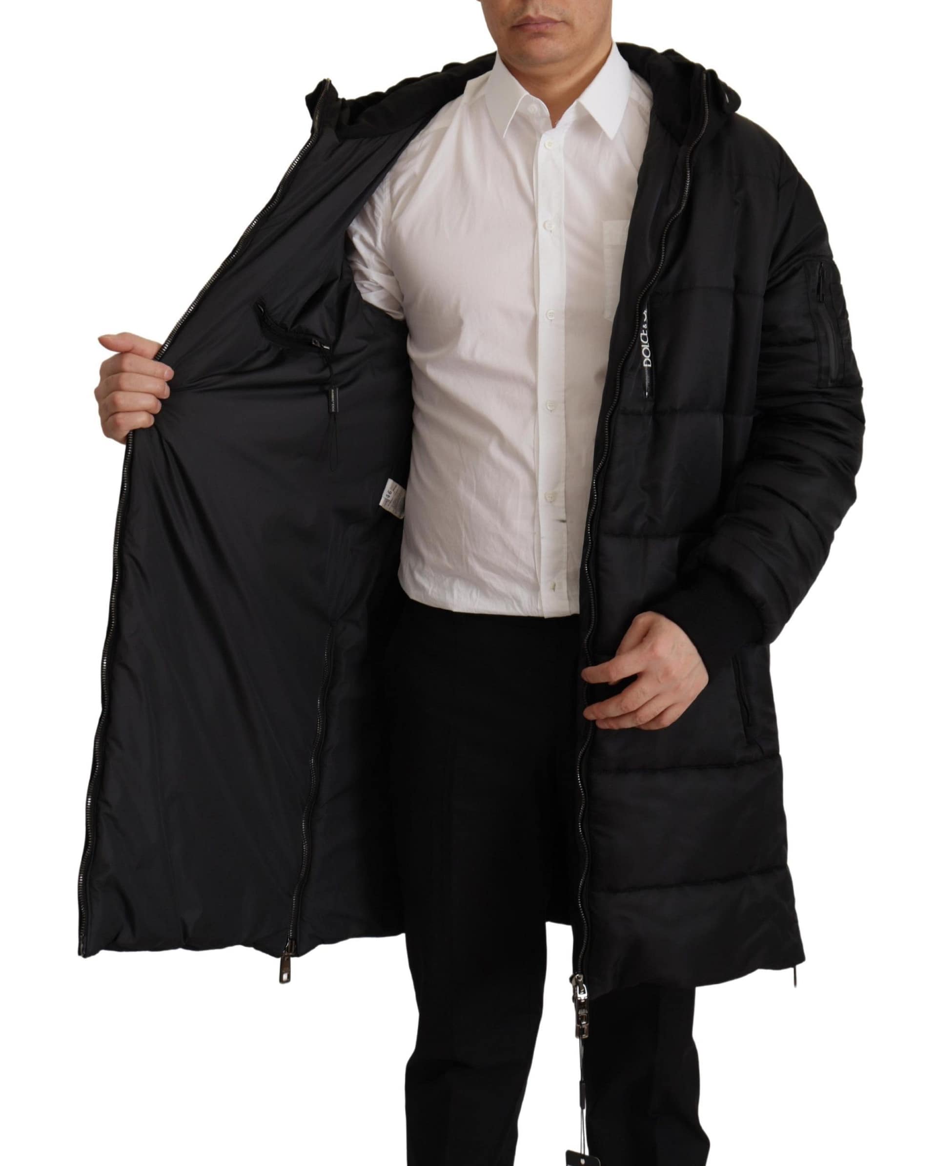 Dolce & Gabbana Black Nylon Hooded Parka Coat Winter Jacket - Image 5