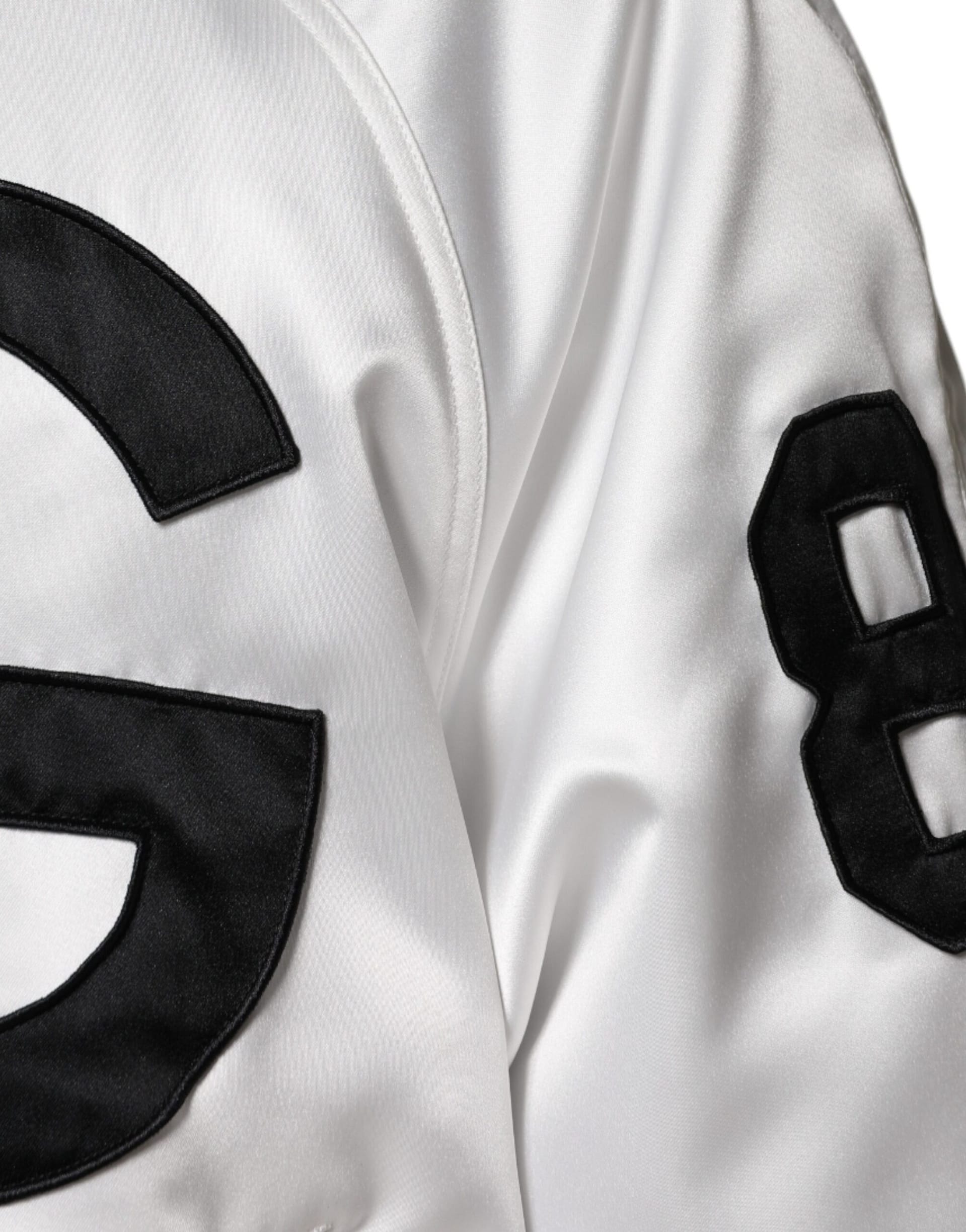 Dolce & Gabbana White Polyester Logo Full Zip Bomber Jacket - Image 6