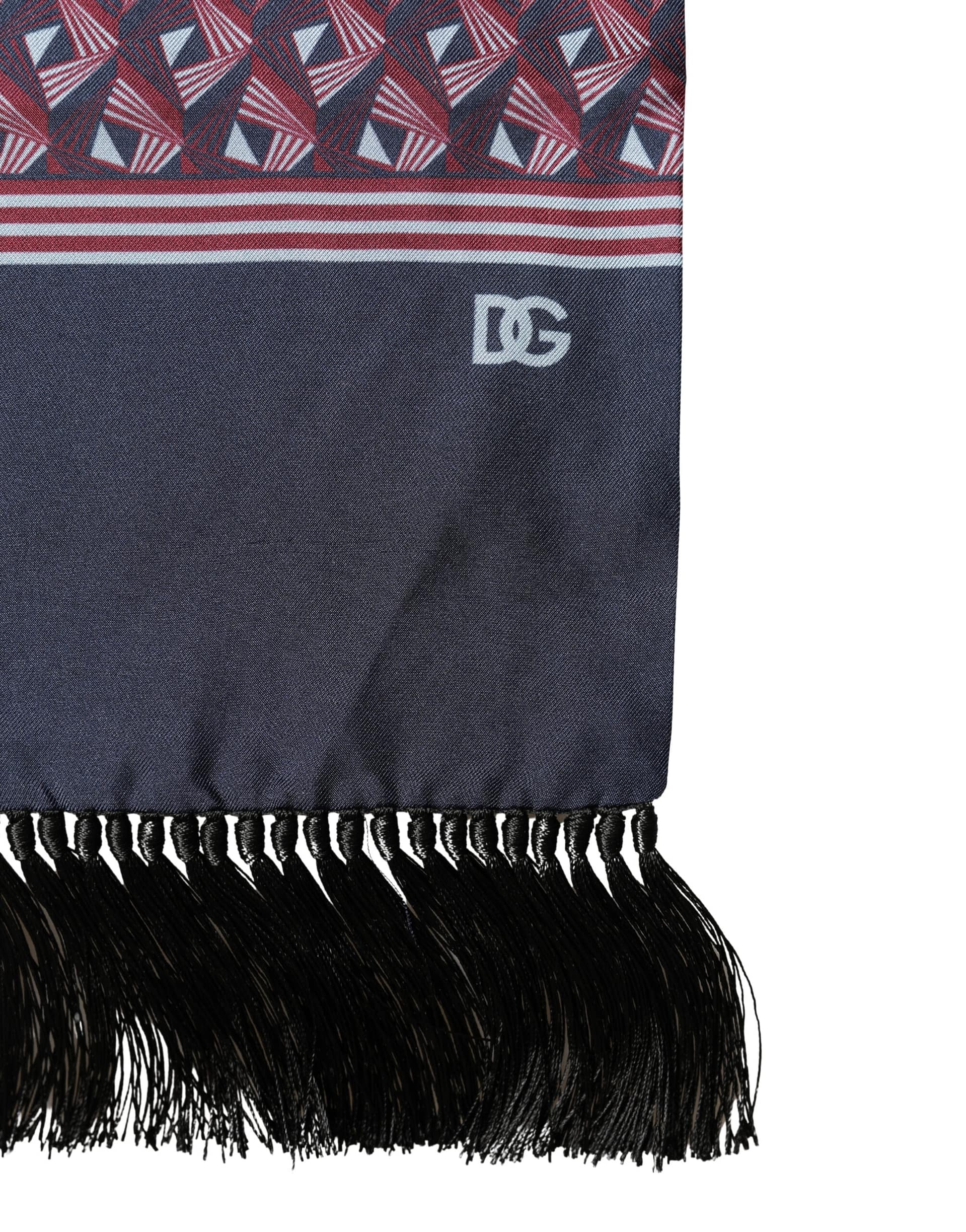 Dolce & Gabbana Multicolor Geometric Pattern Silk Fringe 142cm X 15cm Scarf - Image 3