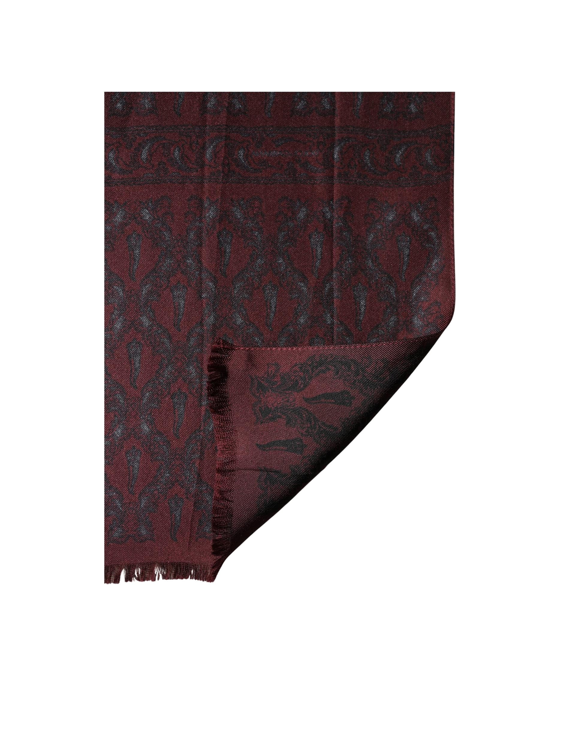 Dolce & Gabbana Burgundy Black Silk Paisley Foulard 135cm X 22cm Scarf - Image 3