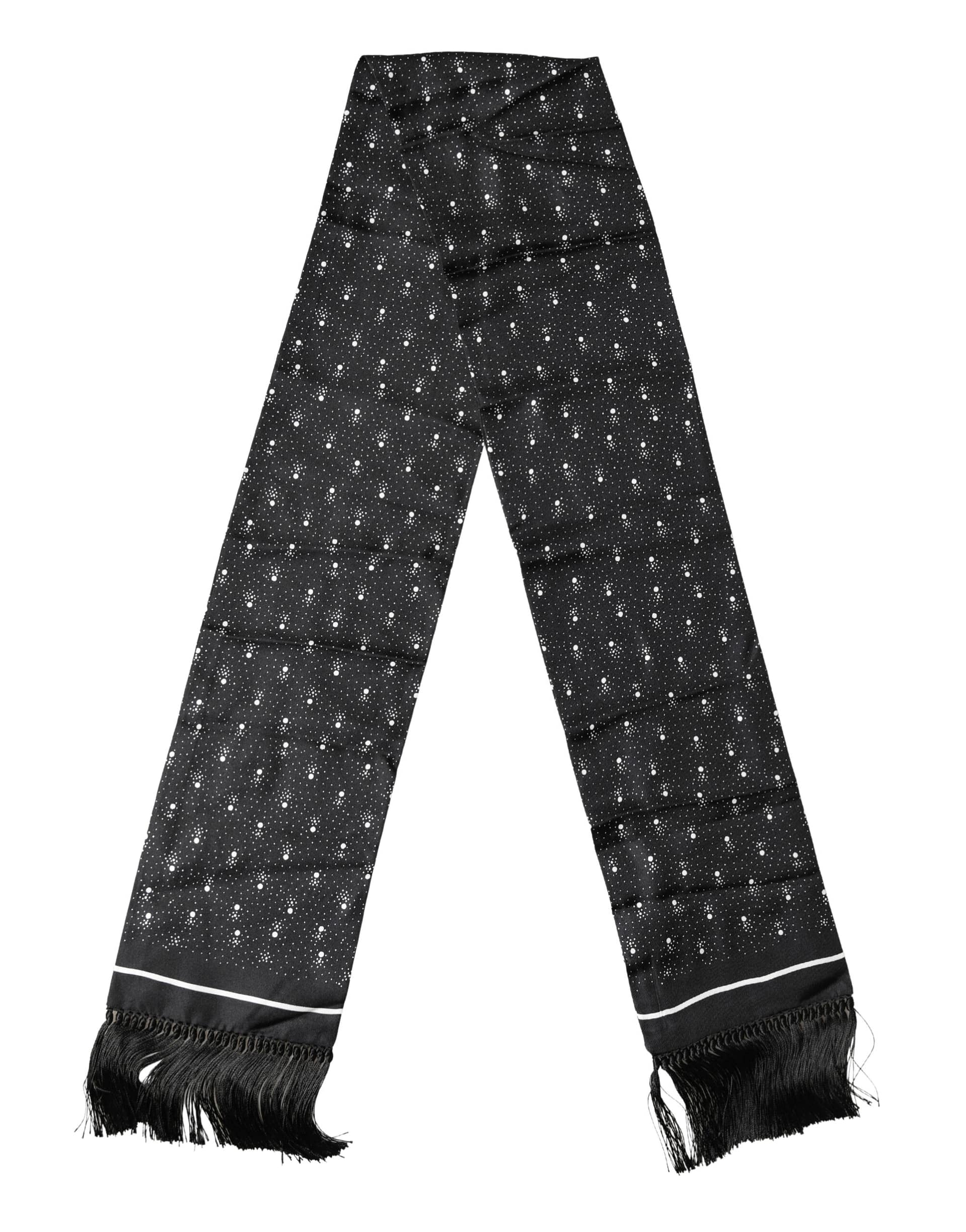 Dolce & Gabbana Black White Silk Dotted Print Foulard 140cm X 15cm Scarf - Image 2