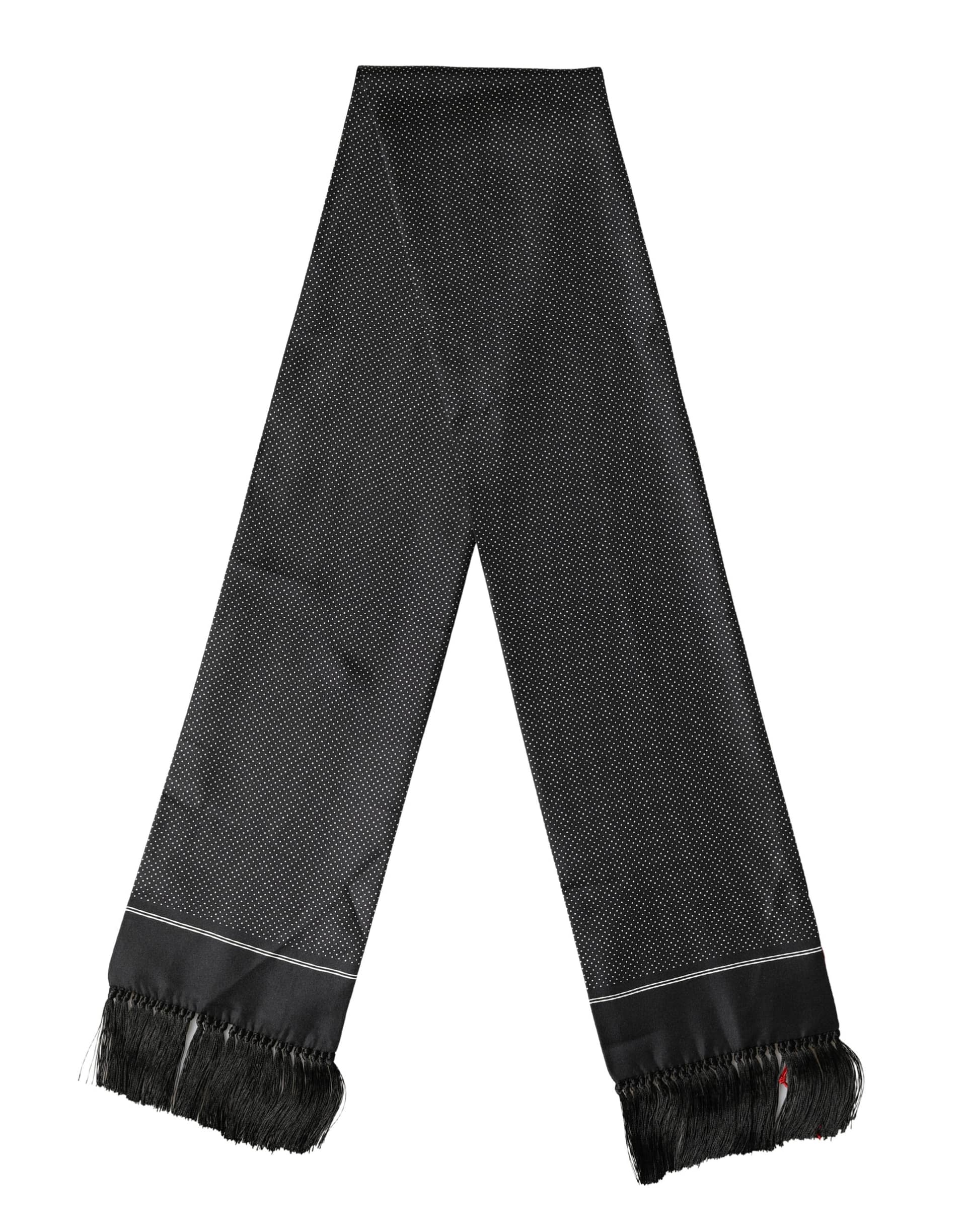 Dolce & Gabbana Black Silk Polka Dot Crown Foulard 140cm X 16.5cm Scarf - Image 2