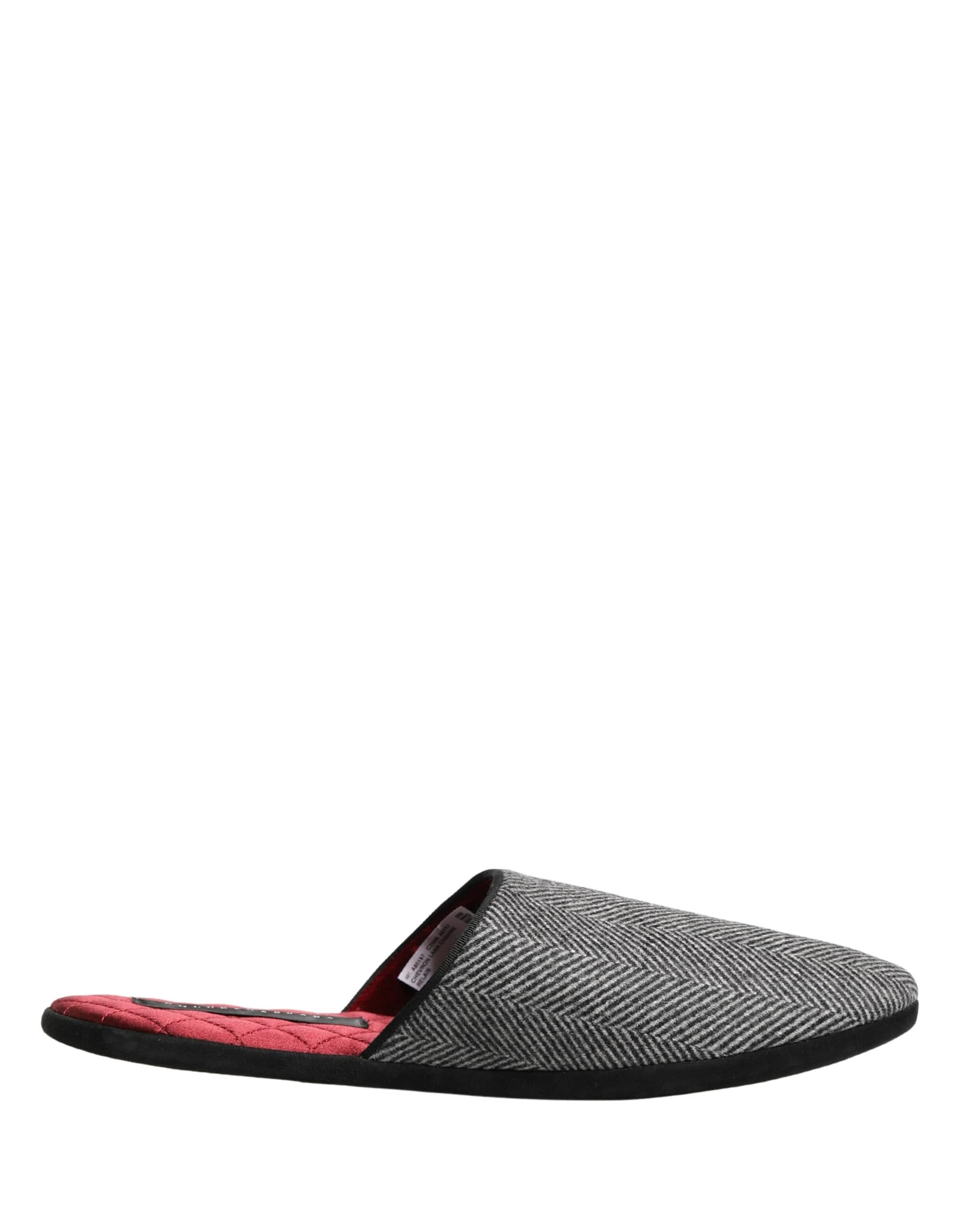 Dolce & Gabbana Grey Herringbone Cashmere Red Slippers Shoes - Image 2