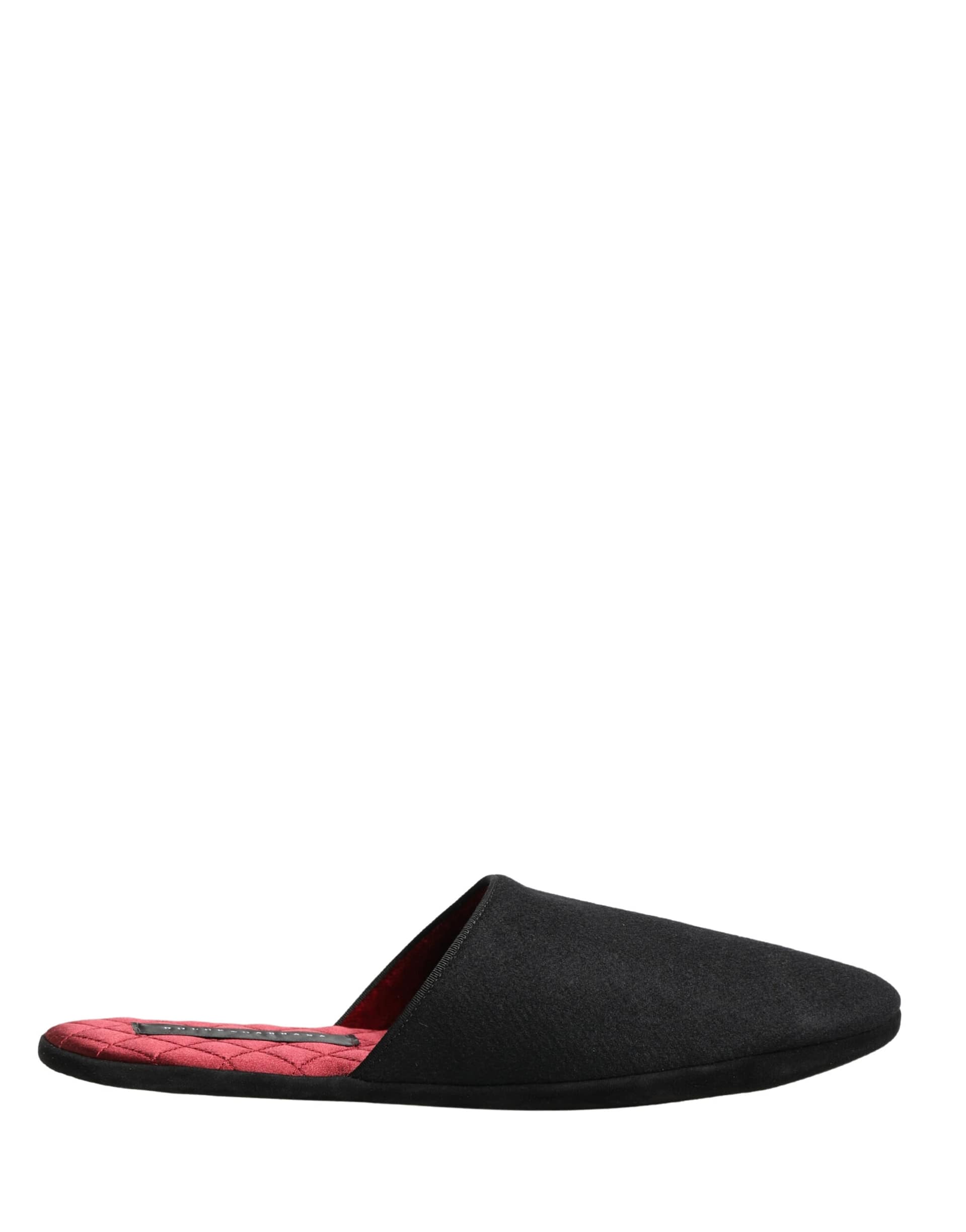 Dolce & Gabbana Black Wool Cashmere Red Quilted Slippers Shoes - Image 2