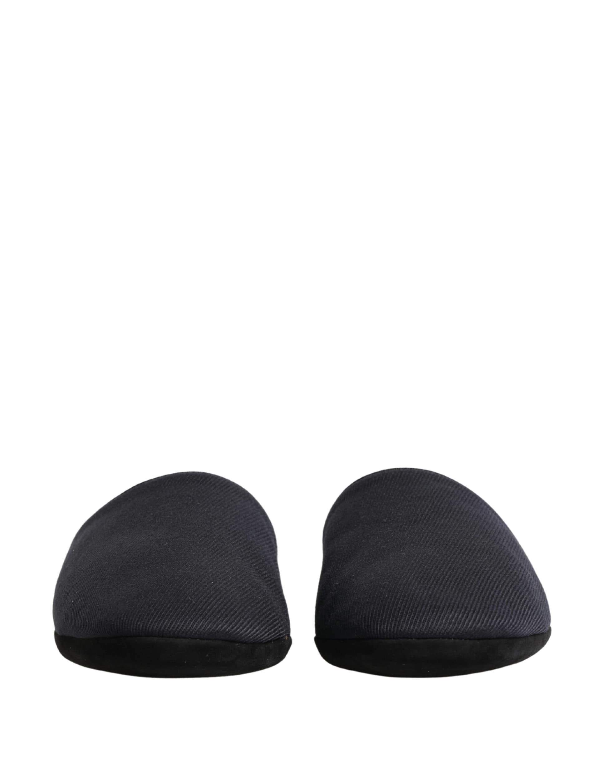 Dolce & Gabbana Dark Navy Wool Cotton Red Chevron Slippers Shoes - Image 3