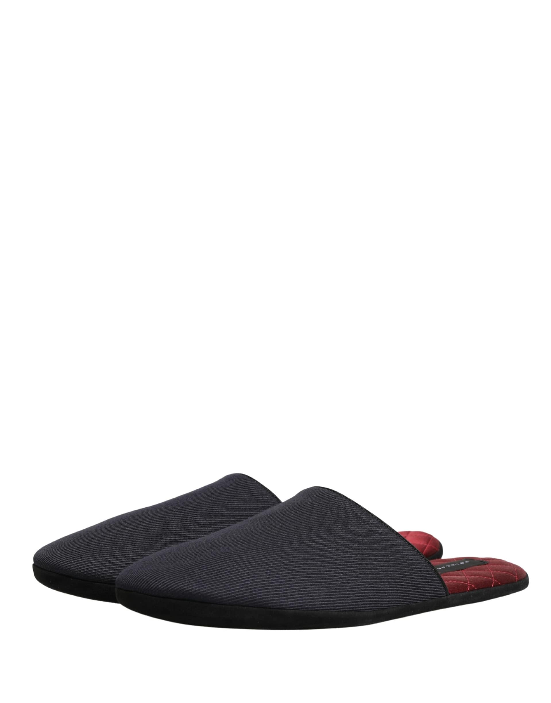 Dolce & Gabbana Dark Navy Wool Cotton Red Chevron Slippers Shoes - Image 5