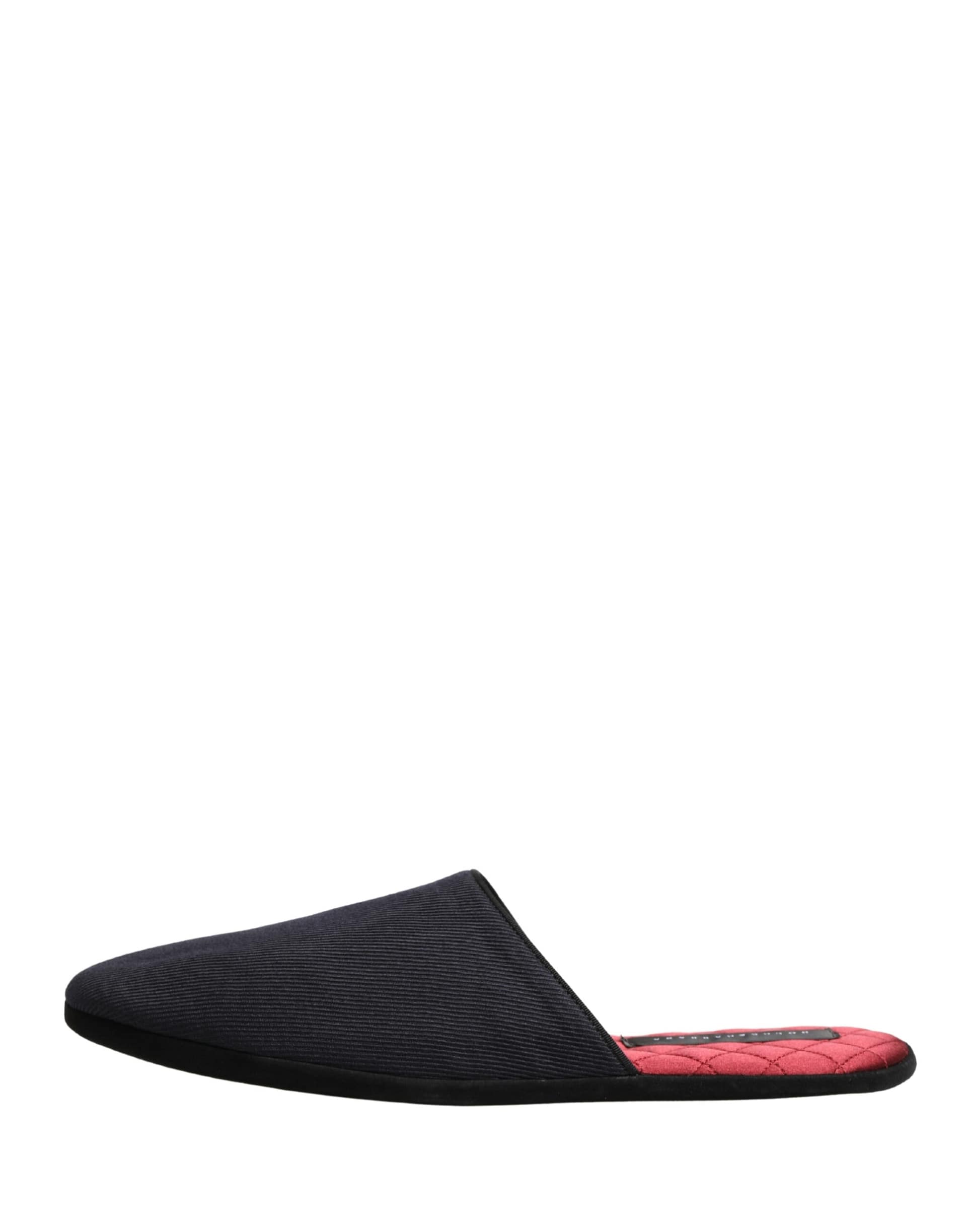 Dolce & Gabbana Dark Navy Wool Cotton Red Chevron Slippers Shoes - Image 7