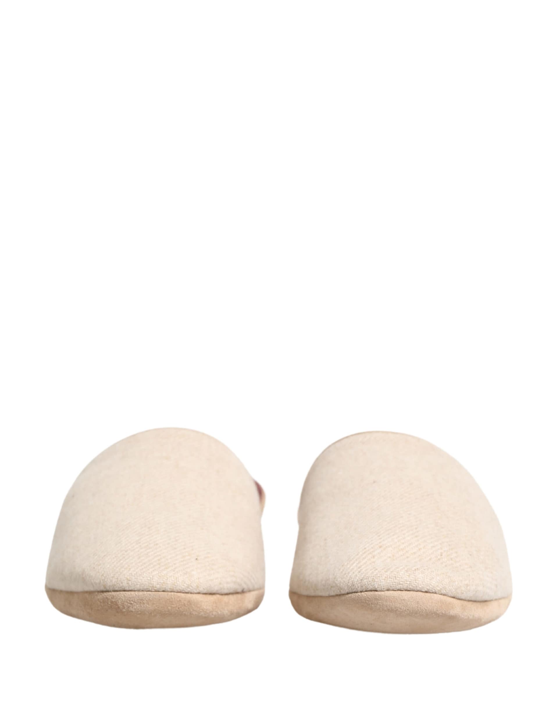 Dolce & Gabbana Beige Shetland Wool Red Quilted Slippers Shoes - Image 3