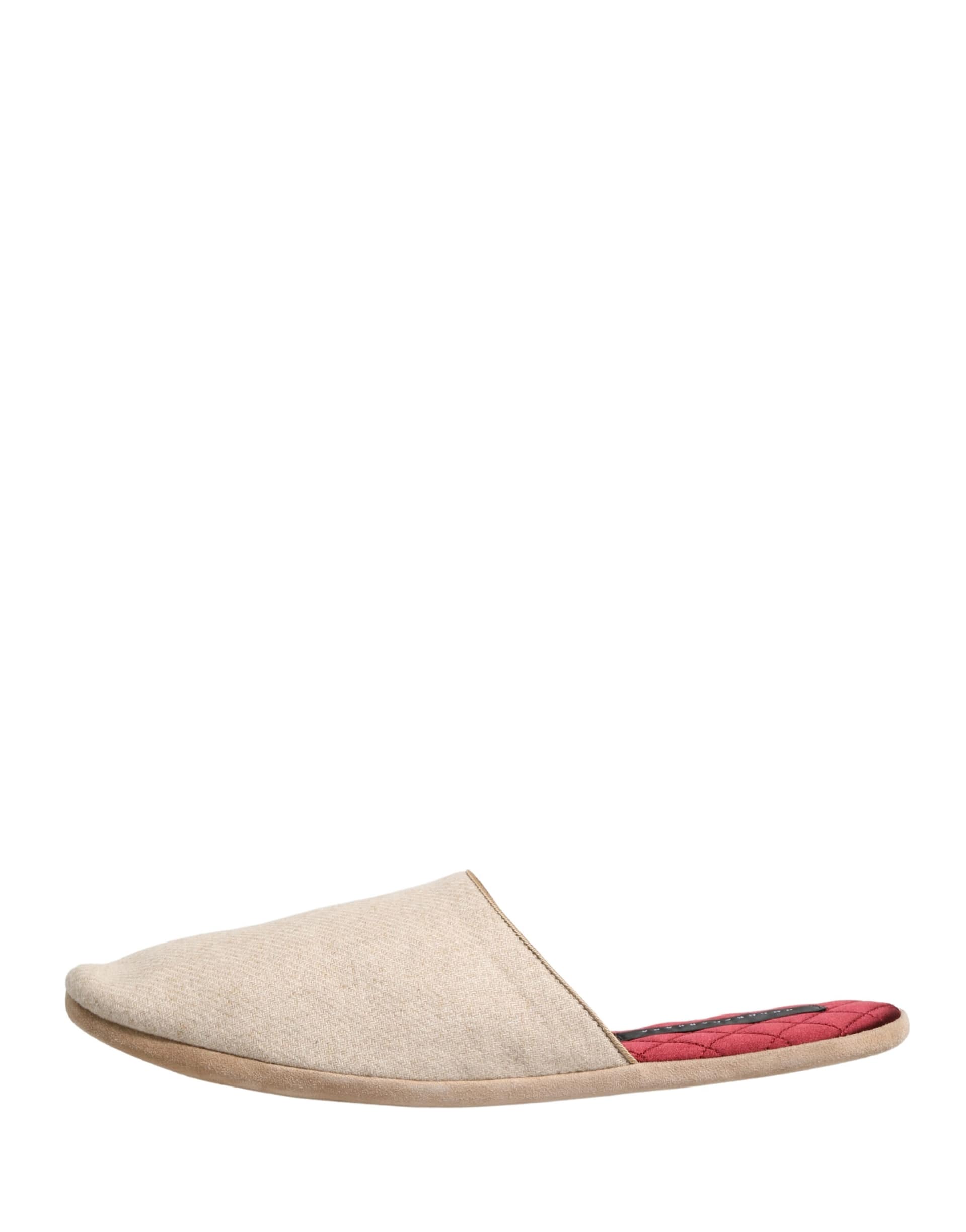 Dolce & Gabbana Beige Shetland Wool Red Quilted Slippers Shoes - Image 7
