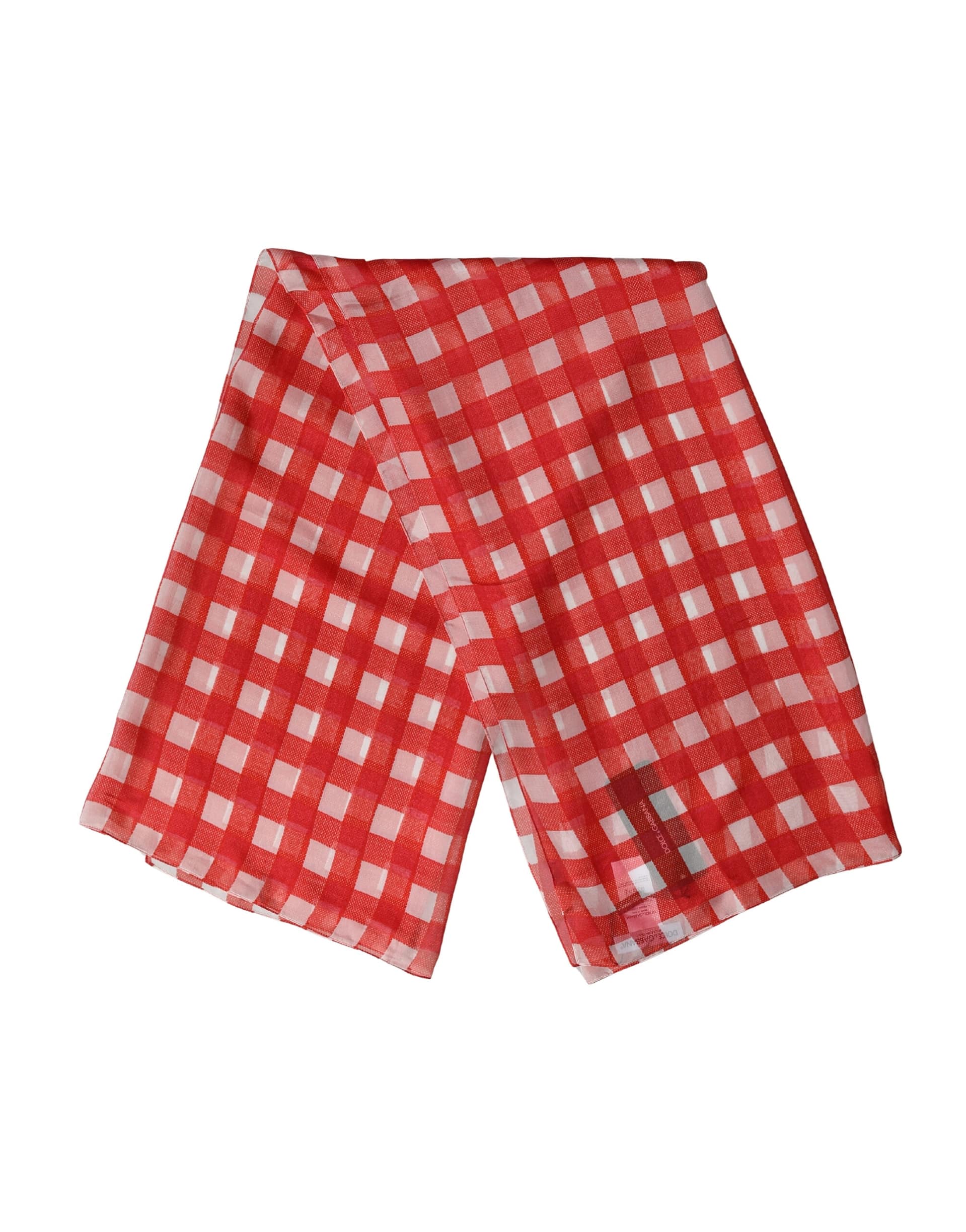 Dolce & Gabbana White Red Check Silk Wrap Foulard 118cm x 118cm Scarf - Image 2