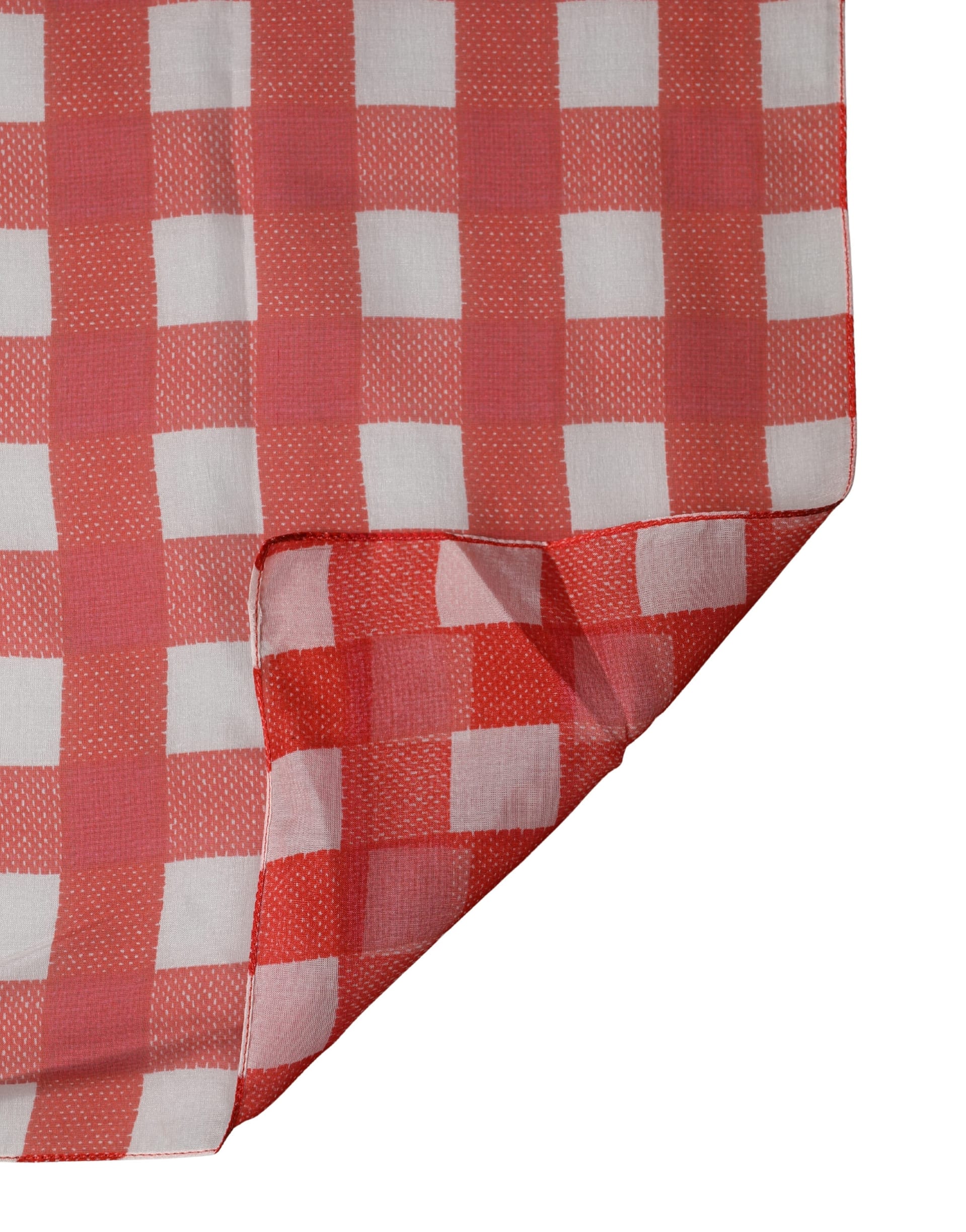 Dolce & Gabbana White Red Check Silk Wrap Foulard 118cm x 118cm Scarf - Image 3