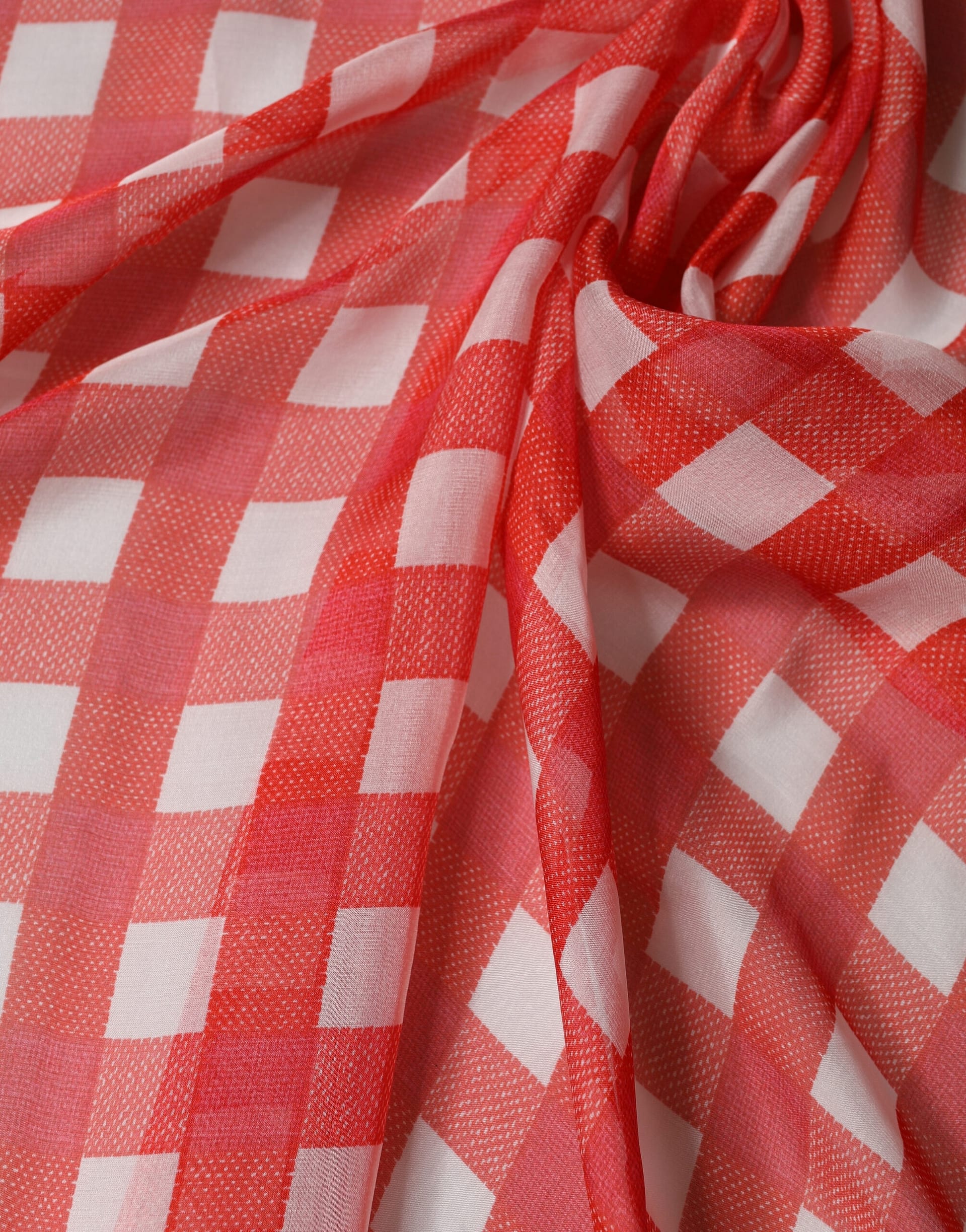 Dolce & Gabbana White Red Check Silk Wrap Foulard 118cm x 118cm Scarf - Image 4